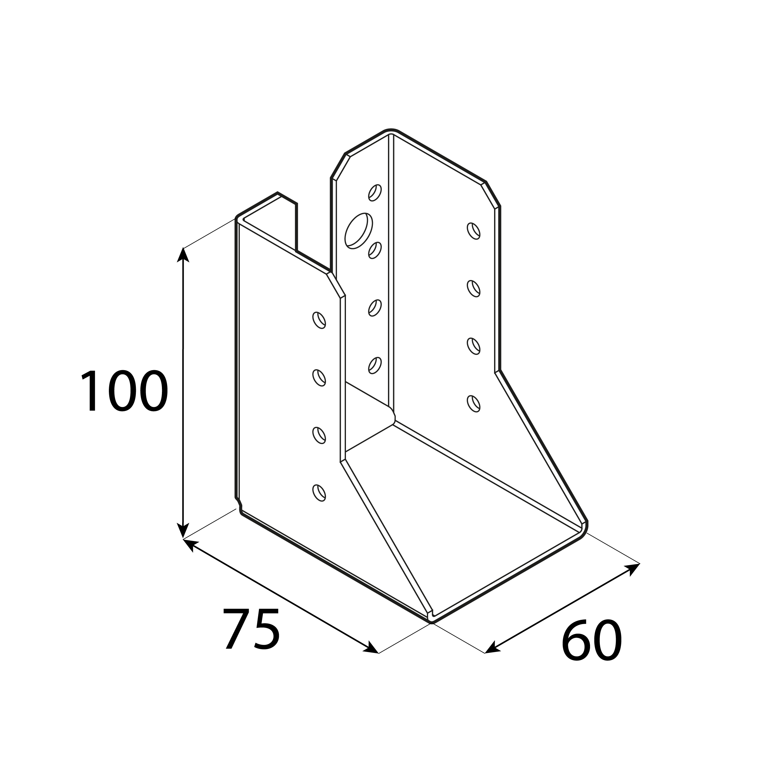 Wieszak belki uchwyt belki drewnianej zagięty - WBZ 14 | 60x100x75 mm | Srebrny