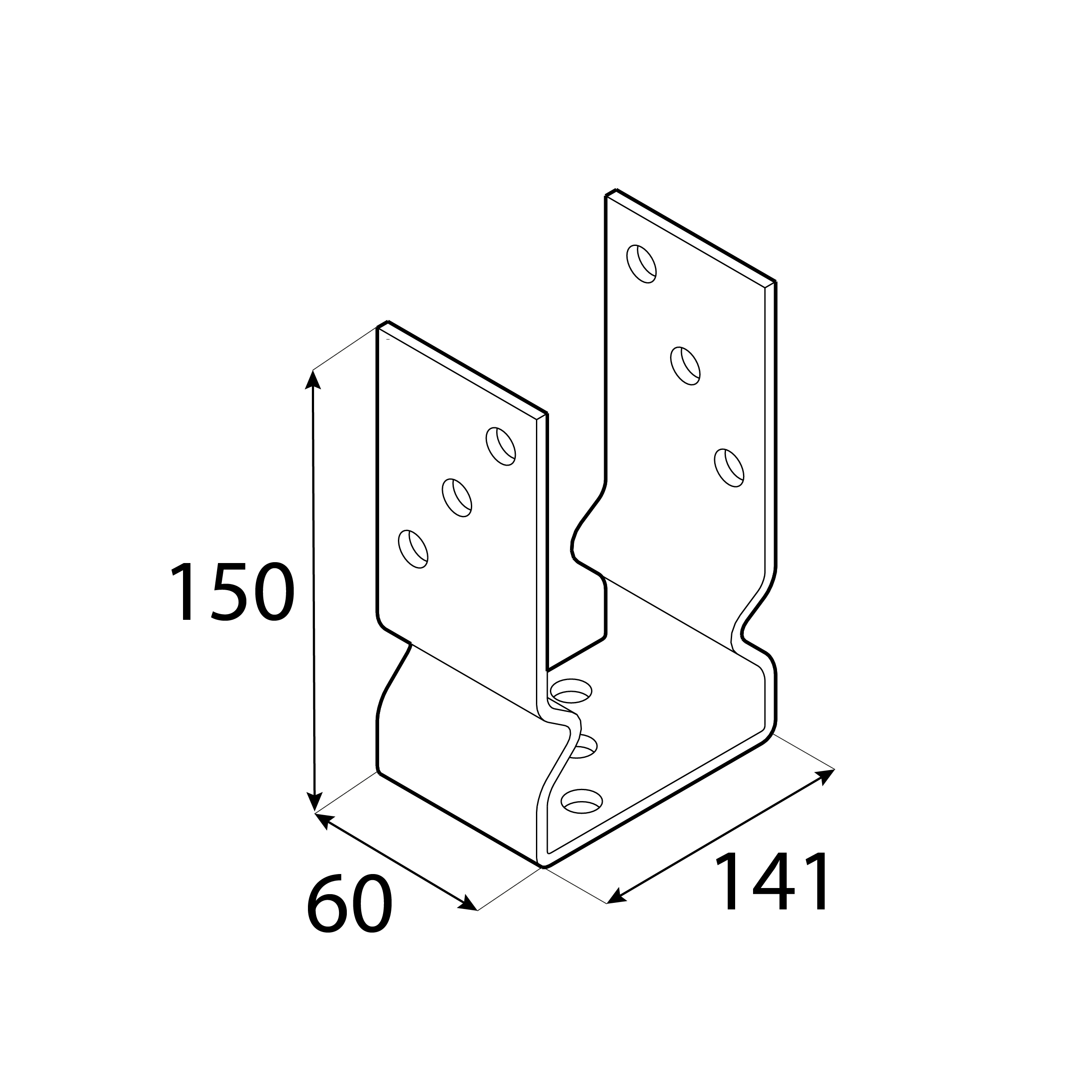 Pfostenträger zum aufdübeln U-Form Pfostenanker - PSOZ | 140 mm | feuerverzinkt Säulenfuß-Schraubanker auf Beton Typ U mit PSOZ-Versatz, 140 mm, silber, 141x150x60x4,0 mm 2.