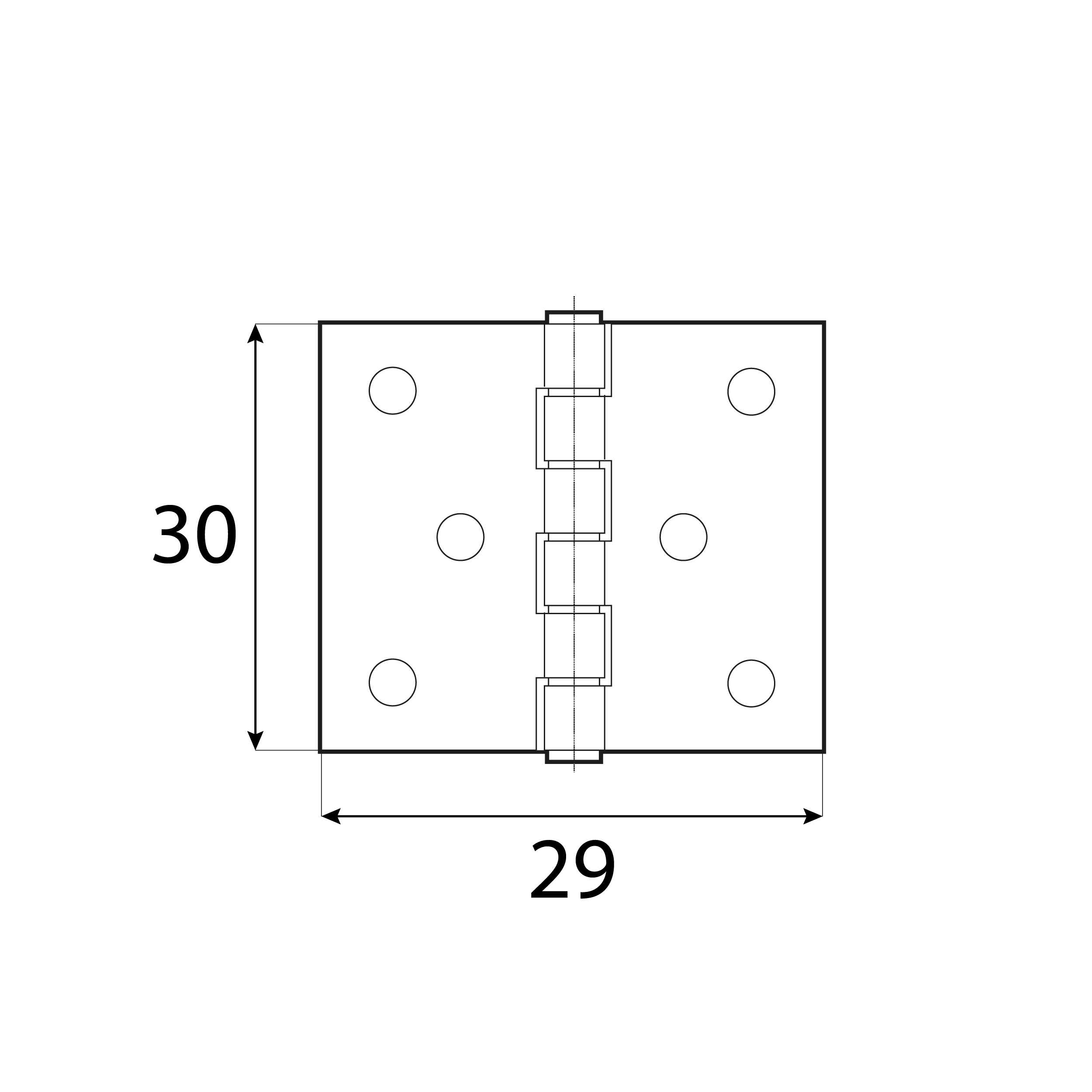 Zawias płaski budowlany splatany - ZS 30 | 30 mm | Złoty | 29 mm