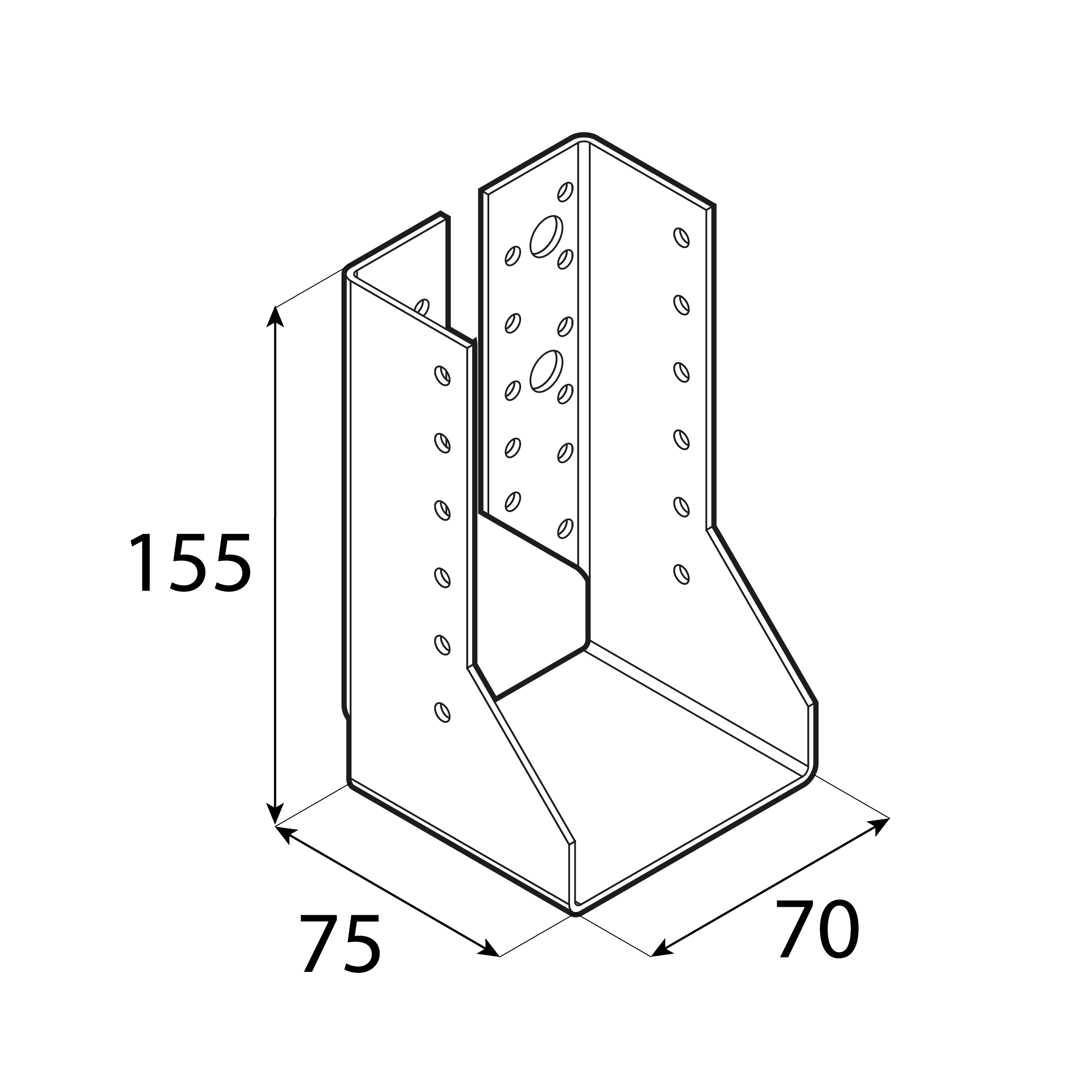 Wieszak belki uchwyt belki drewnianej zagięty - WBZ 22 | 70x155x75 mm | Srebrny Wieszak belki uchwyt belki drewnianej zagięty - WBZ 22 | 70x155x75 mm | Srebrny