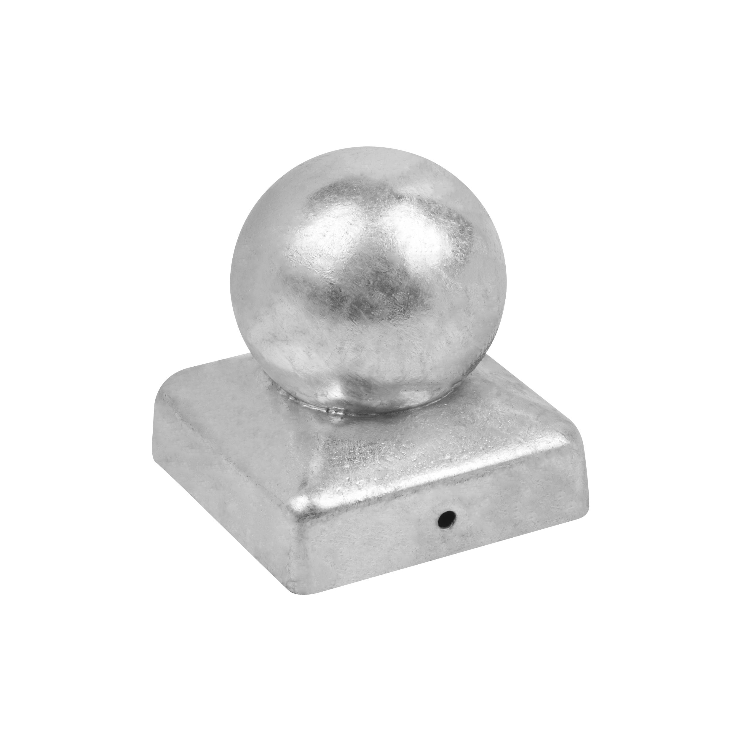 Pfostenkappe Pfostenabdeckung Kappen für Vierkantpfosten mit Kugel - DKK | 70x70 mm | silber Baldachin für Vierkantpfosten mit DKK-Kugel, 70x70 mm, silber, 70x70x1,0 mm, DC01-Baustahl.