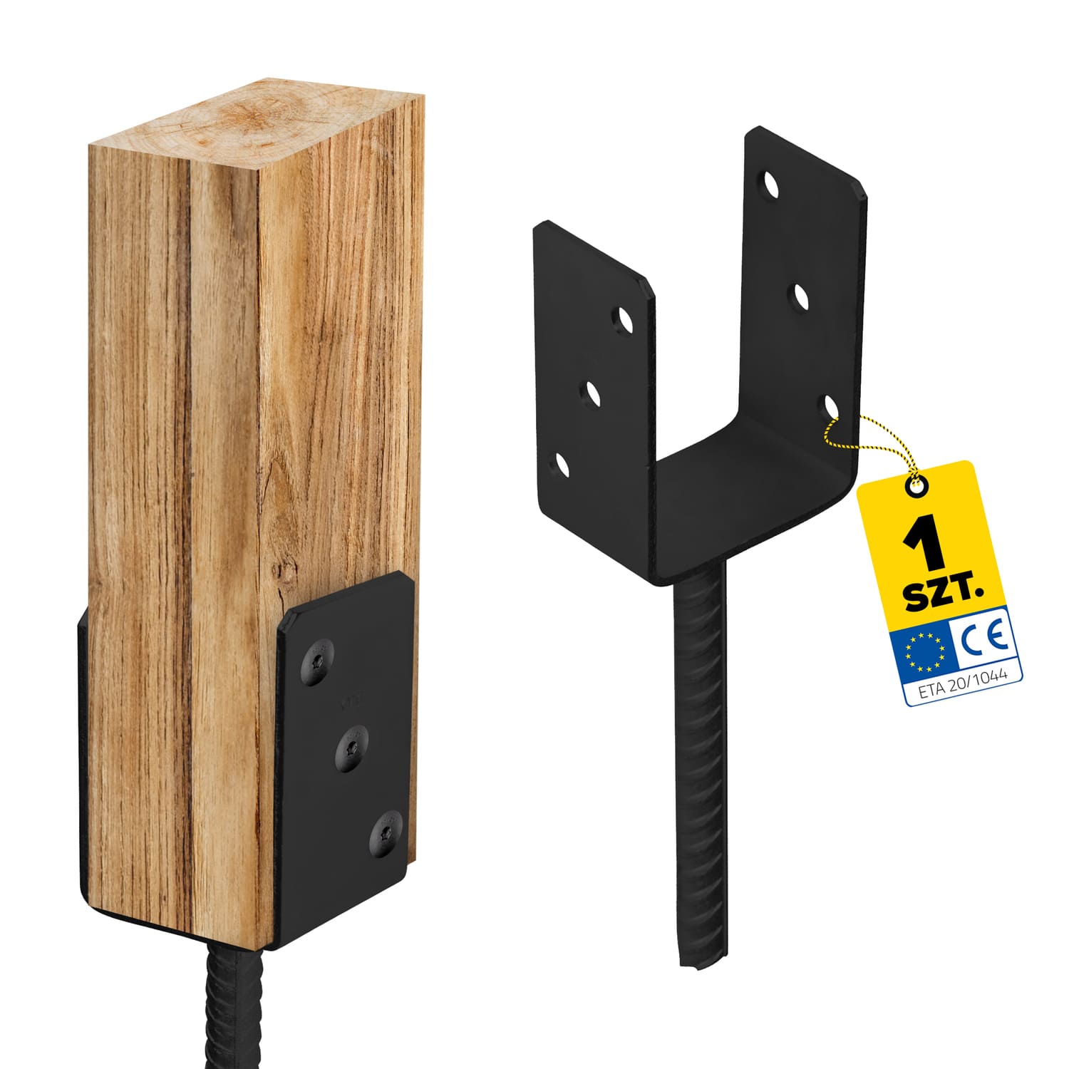 U Pfostenträger zum Einbetonieren Pfostenanker Stützen Betonanker - PS | 90 mm | Anthrazit Säulenfuß-Betonanker Typ U PS, 90 mm, Anthrazit.