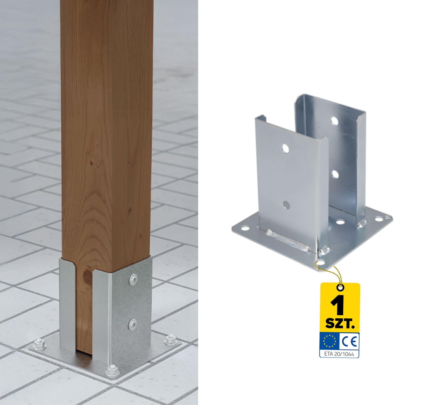 Podstawa słupa kotwa przykręcana podwójna z podstawą prostokątną - PSPD | 90 mm | Srebrny Podstawa słupa kotwa przykręcana podwójna z podstawą prostokątną - PSPD | 90 mm | Srebrny