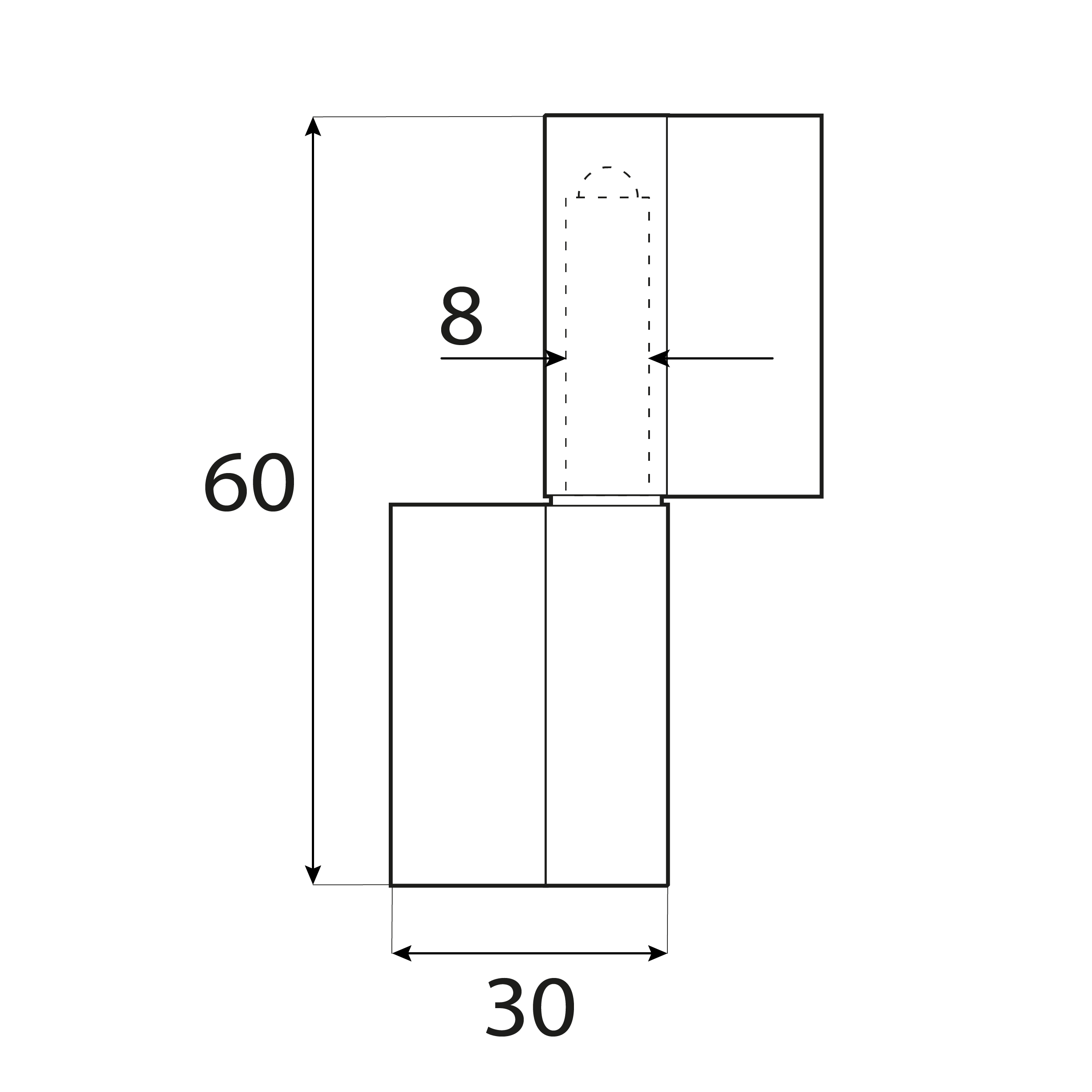 Aushängbares Anschweißscharnier zweiteilig - ZMP | 60x30 mm Zweiteiliges Flügelscharnier zum Anschweißen an das Schlupftor ZMP 60, 60 mm, Stahl.