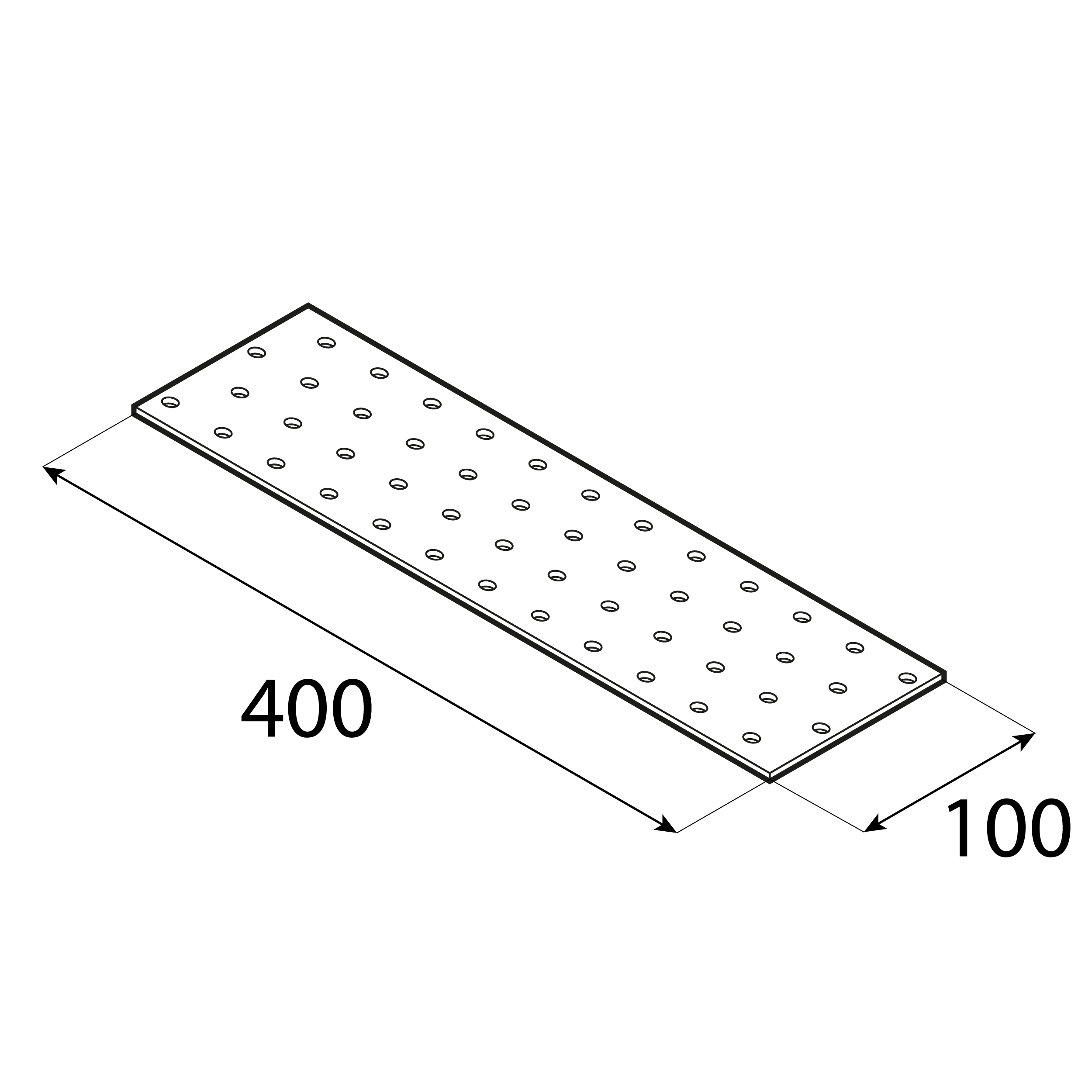 Płytka perforowana płaskownik - PP 16 | 400x100 mm | 2 mm
