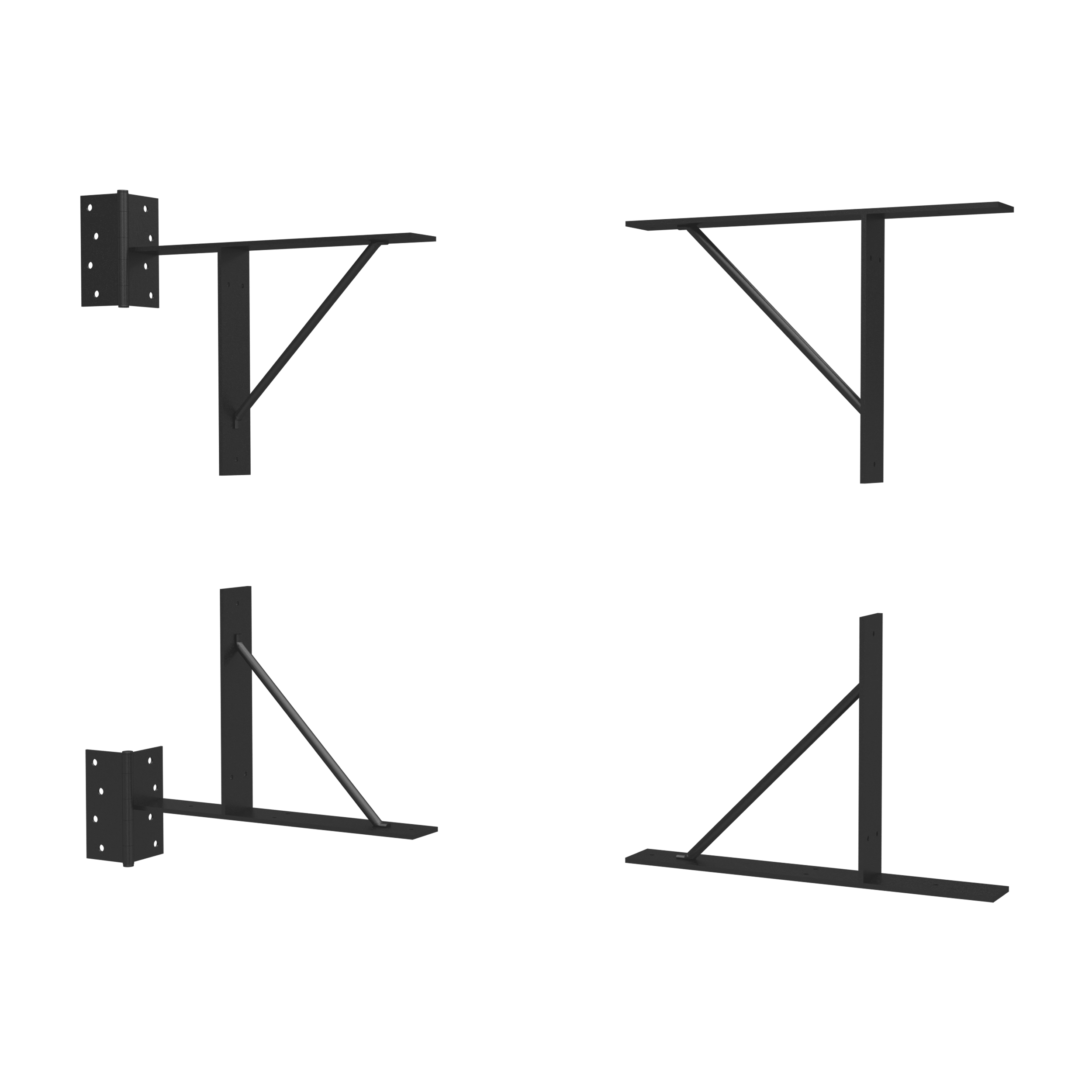 Winkelband Gartentorband Set - ZNW | schwarz | 300 mm Set aus 4x Winkelscharnier für ZNW-Rollladentor, schwarz, 300 mm, 300x200x38x3,0 mm, DC01-Baustahl, Schuss 2.