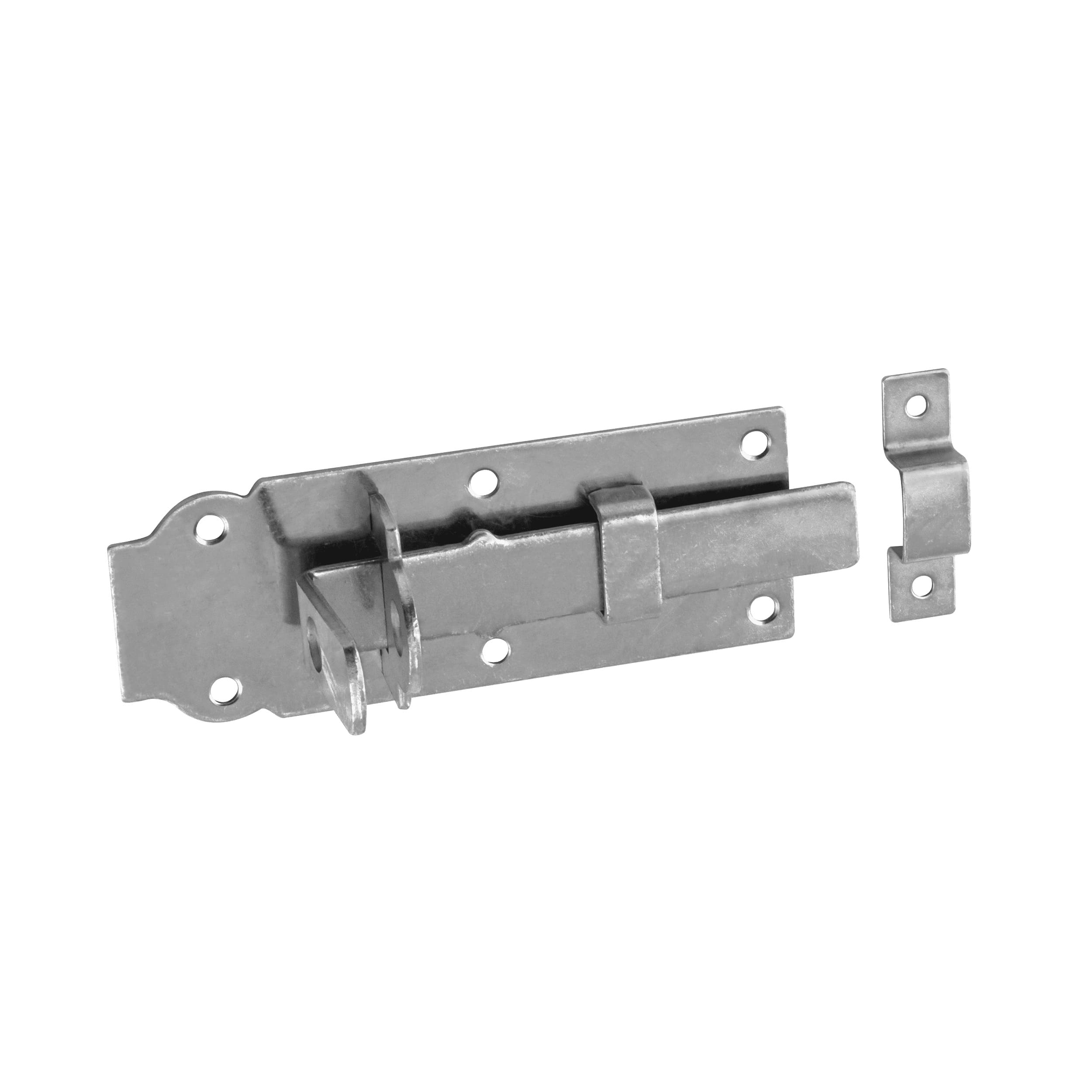 Abschließbarer Schlossriegel mit geradem Riegel für Gartentore - WZP | silber | 55 mm Riegel, Vorhängeschlossverschluss mit geradem Riegel für WZP-Tore, silber, 140 mm, 140 x 55 x 5,0 mm, DC01 2 Baustahl.