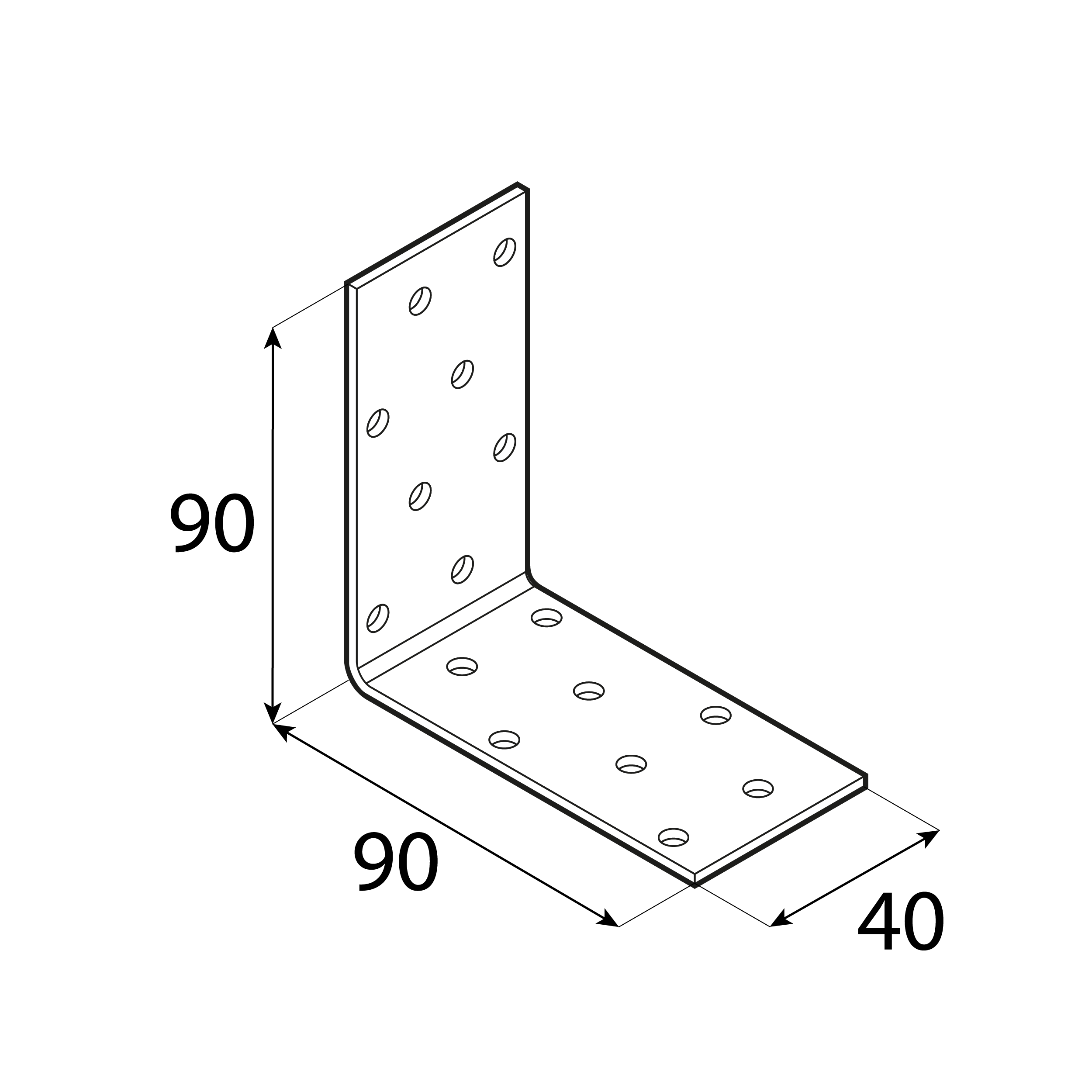 Kątownik montażowy stalowy uniwersalny - KM 16 | 90x90x40 mm | 20 szt Kątownik montażowy stalowy uniwersalny - KM 16 | 90x90x40 mm | 20 szt