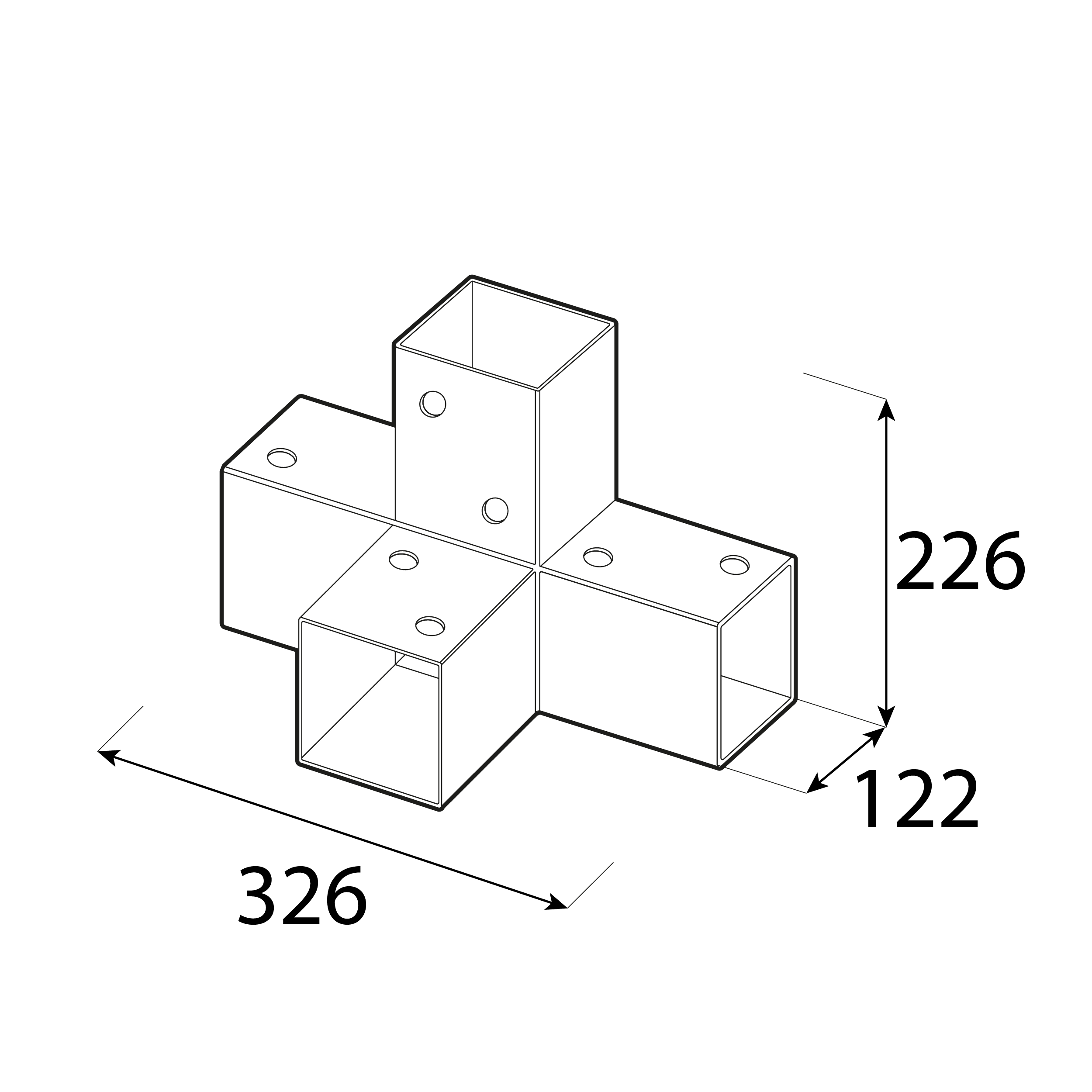 Łącznik belki kwadratowej do pergoli ciesielski - GPX 120 | 122x266x326 mm | czarny