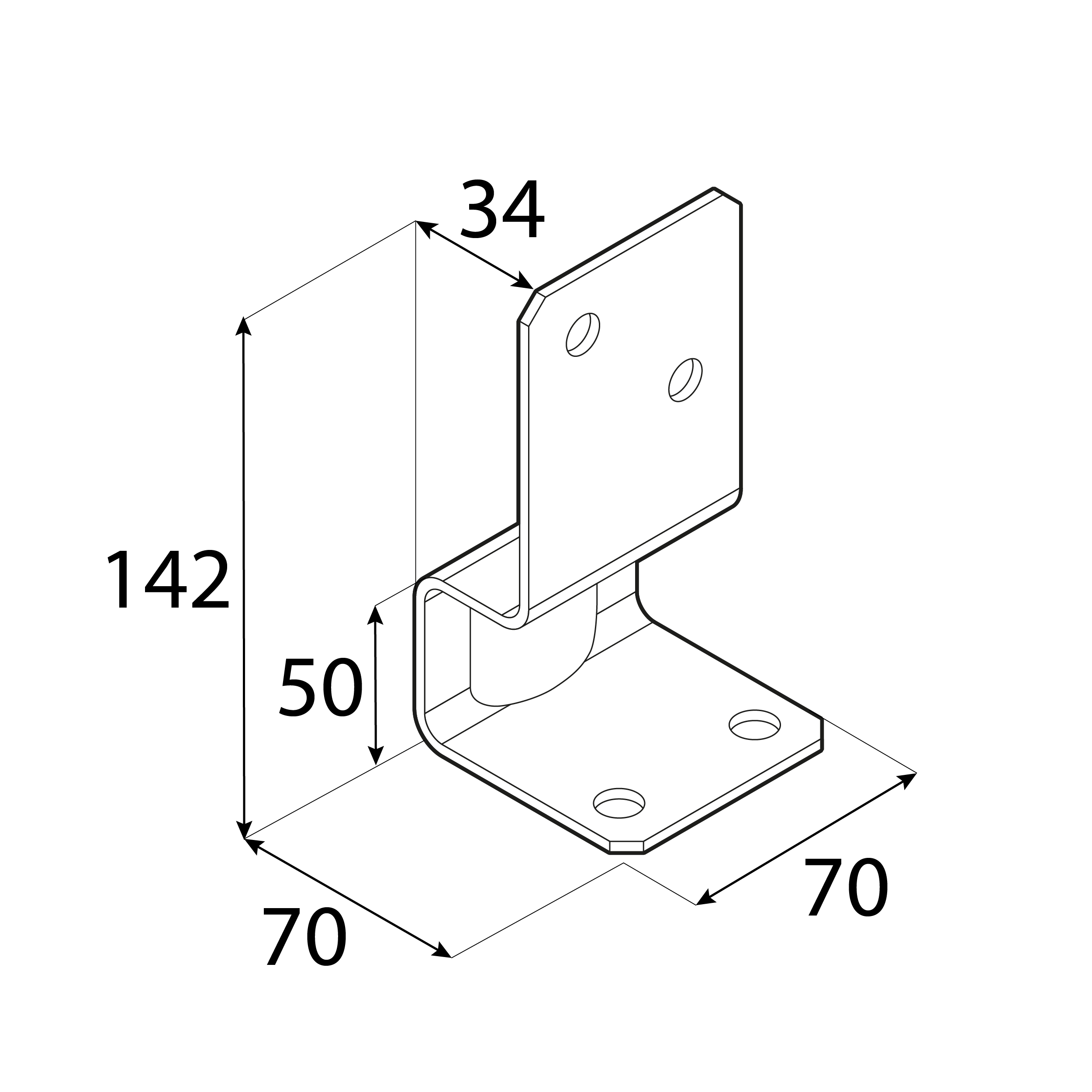Podstawa słupa kotwa przykręcana typ L z odsadzeniem - PSK | 35-70 mm | Srebrny Podstawa słupa kotwa przykręcana typ L z odsadzeniem - PSK | 35-70 mm | Srebrny