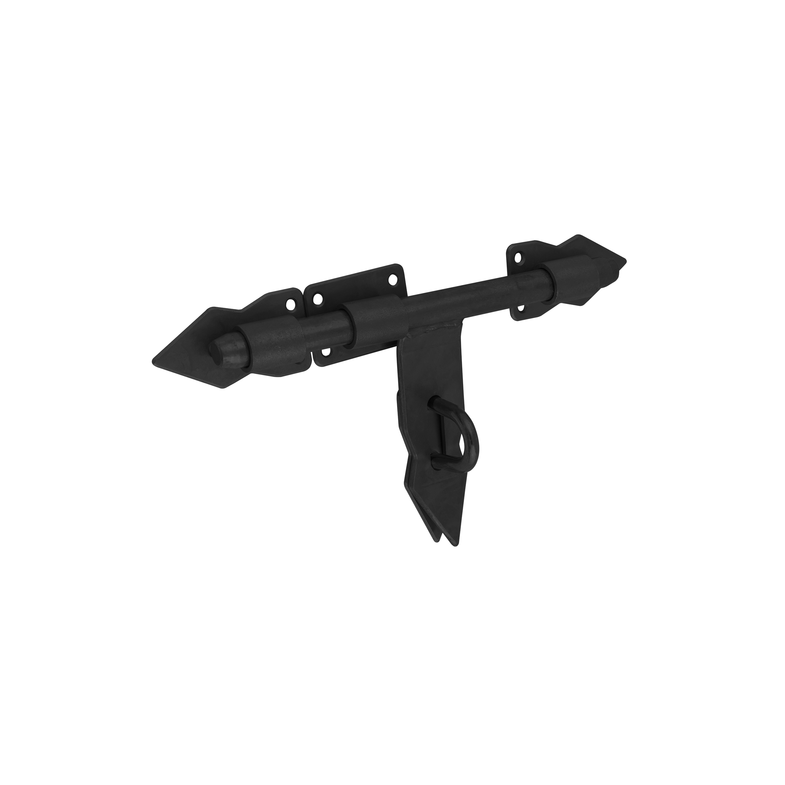 Zasuwa ciężka z ryglem okrągłym do bramy furtki - WCW  | Czarny | 250 mm
