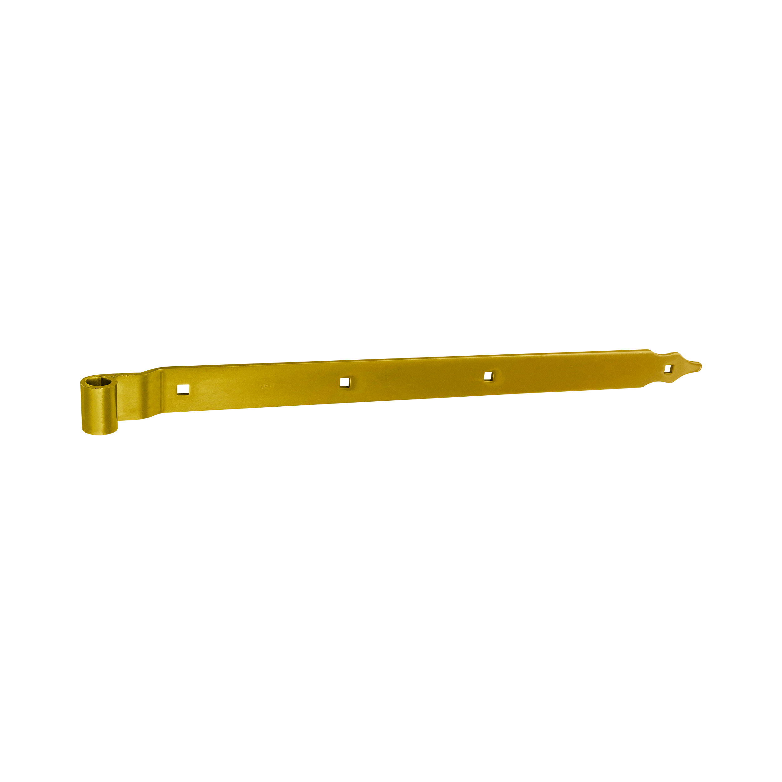 Gekröpftes Ladenband für Tore - ZPK | verzinkt | 600 mm | fi 16 mm Versetztes Bandscharnier für ZPK-Tore, Gold, 600 mm, Durchmesser 16 mm, 600 x 10 x 40 x 5,0 mm, S235-Baustahl.