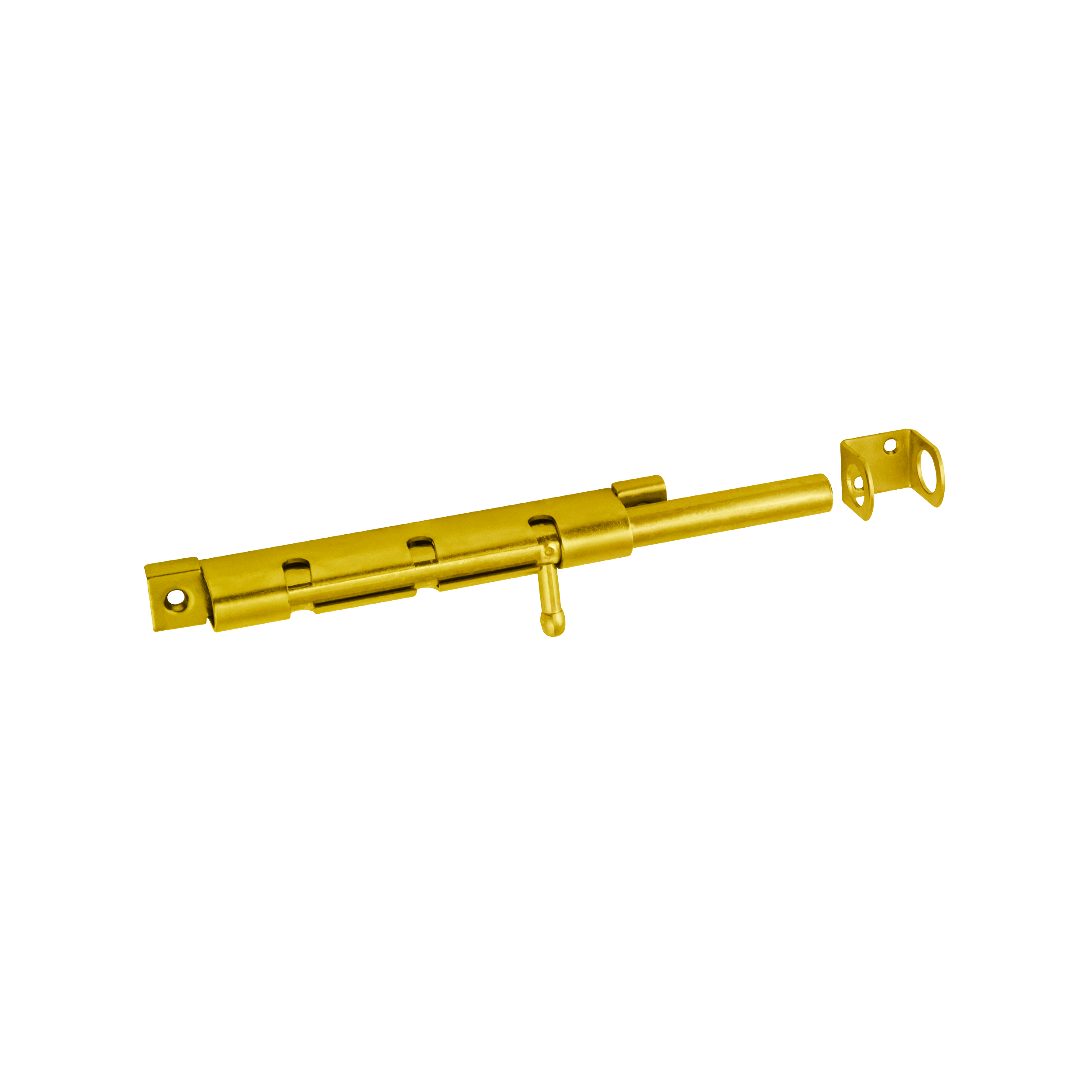 Schlossriegel mit rundem Riegel für Gartentore - WOS | verzinkt | 16 mm Riegel mit Rundriegel WOS 150, 150 mm, gold, 150x16 mm.