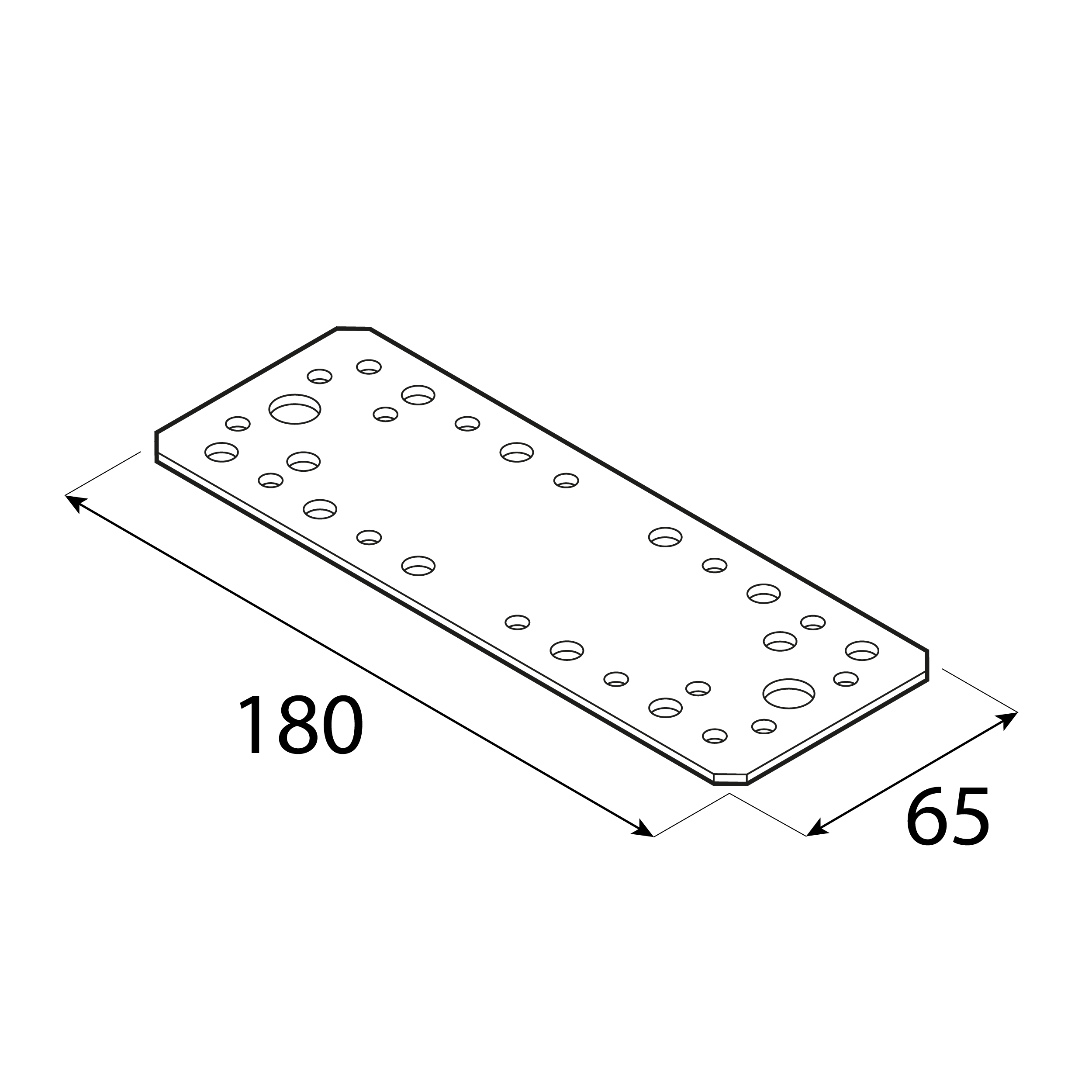 Flachverbinder Lochplatte Verbindungsblech Holzverbinder feuerverzinkt - LP 5 | 180x65 mm | 2,5 mm Flachverbinder Flachstange LP 5, 180x65 mm, 2,5 mm, 180x65x2,5 mm, DX51D Baustahl, Silber, Schuss 2.
