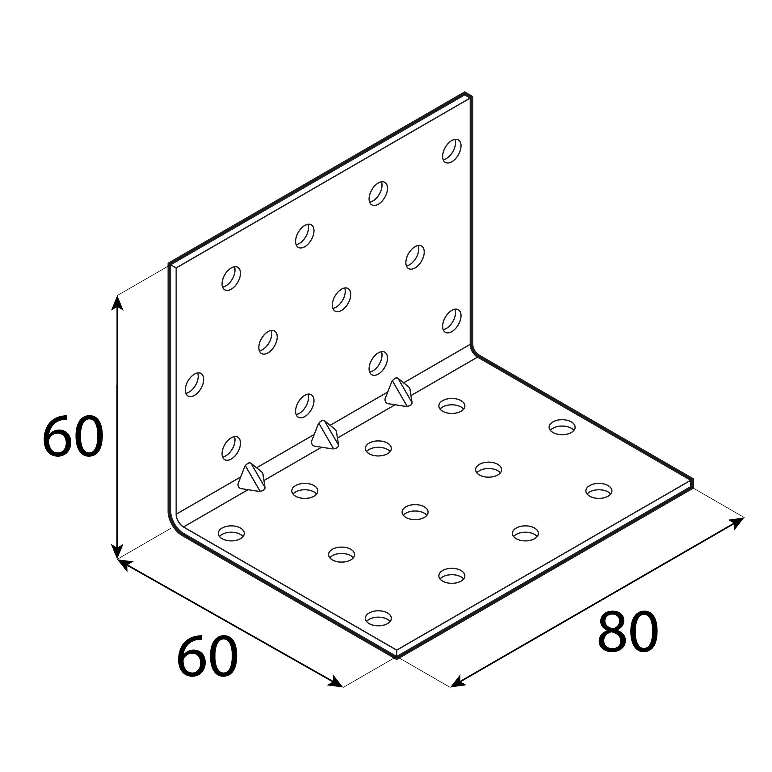 Kątownik montażowy przetłoczony - KMP 6 | 60x60x80 mm | 20 szt