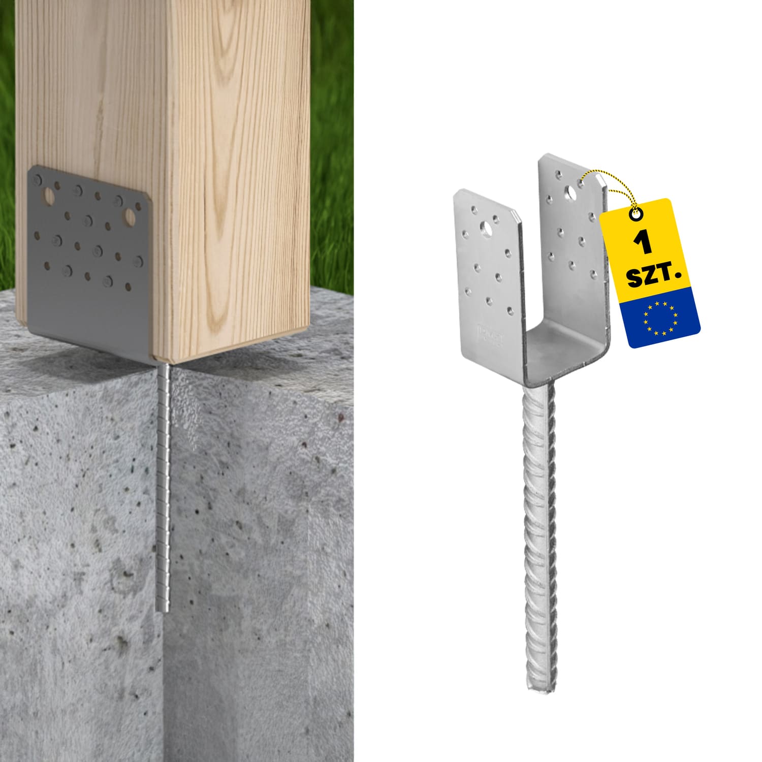 Podstawa słupa kotwa typ U szeroka wielopunktowa - PSS | 60 mm