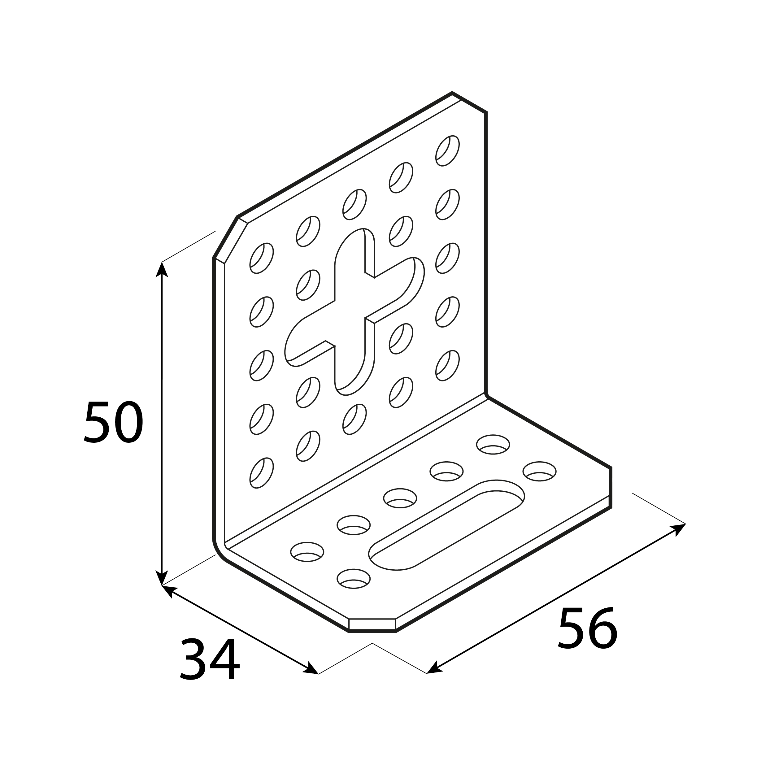 Kątownik dwustronny z regulacją - KRD 6 | 60x34x56 mm | 2 mm