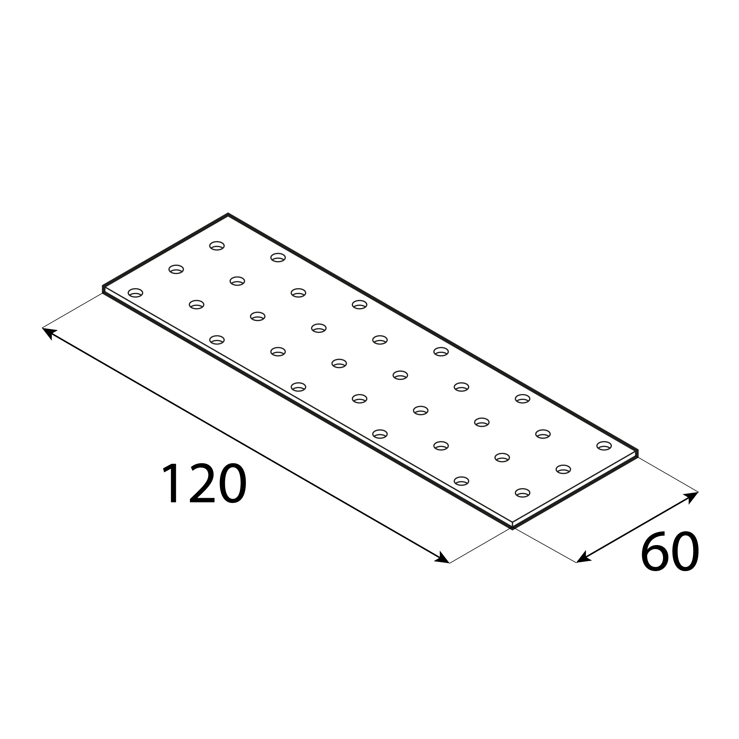 Lochplatte Lochplattenstreifen Flachverbinder Holzverbinder feuerverzinkt - PP 29 | 120x60 mm | 2 mm Lochblech-Flacheisen PP 29, 120x60 mm, 2 mm, 60x120x2,0 mm, DX51D Baustahl, Silber, Schuss 2.