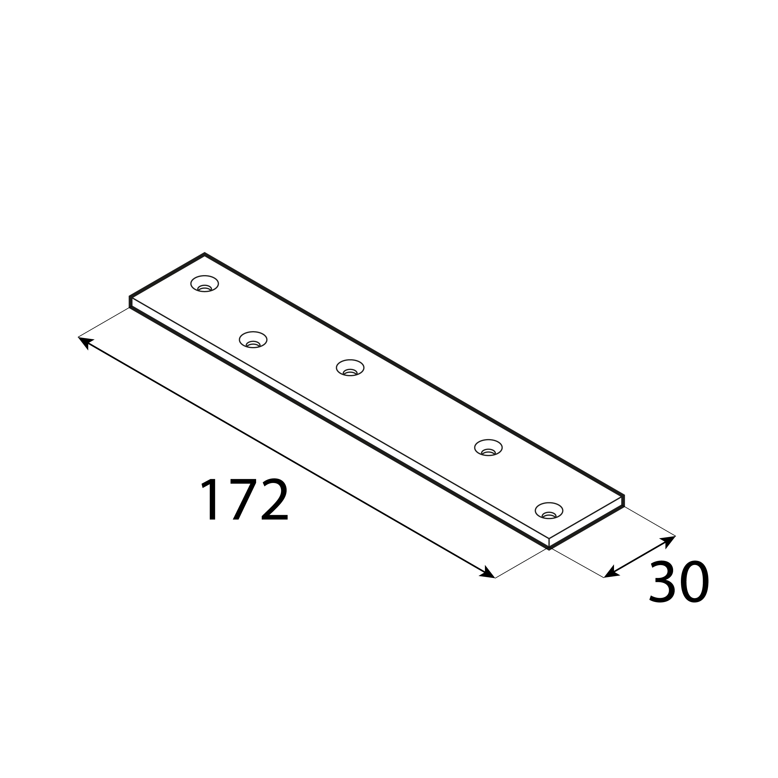 Flachverbinder verstärkt Schwerlast Lochplatte Holzverbinder - LG 1 | 172x30 mm | 3 mm | Gold Flachverbinder, dicker verstärkter Flachstab LG 1, 172x30 mm, 3 mm, Gold, 172x30x3,0 mm, DC01-Baustahl.