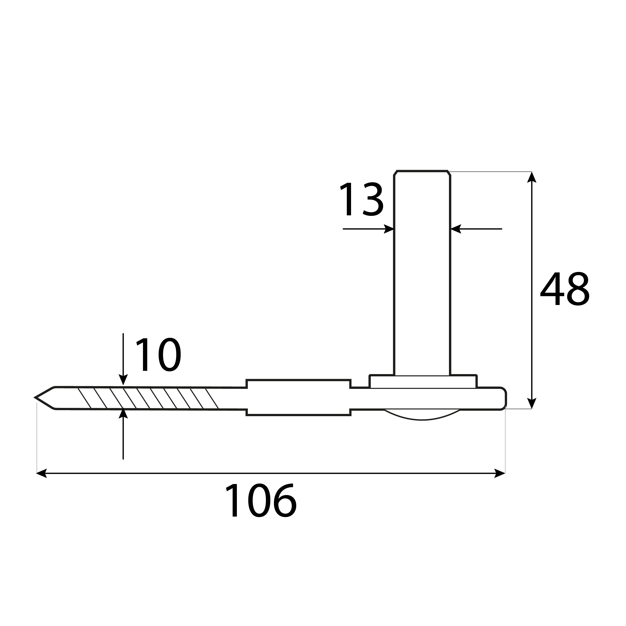 Einschraubkloben für Torbänder - CW | verzinkt | fi 13 mm Einschraub-Zapfengriff für Torbänder CW 13/106, 106 mm, gold, 13 mm, 106x48 mm 106.