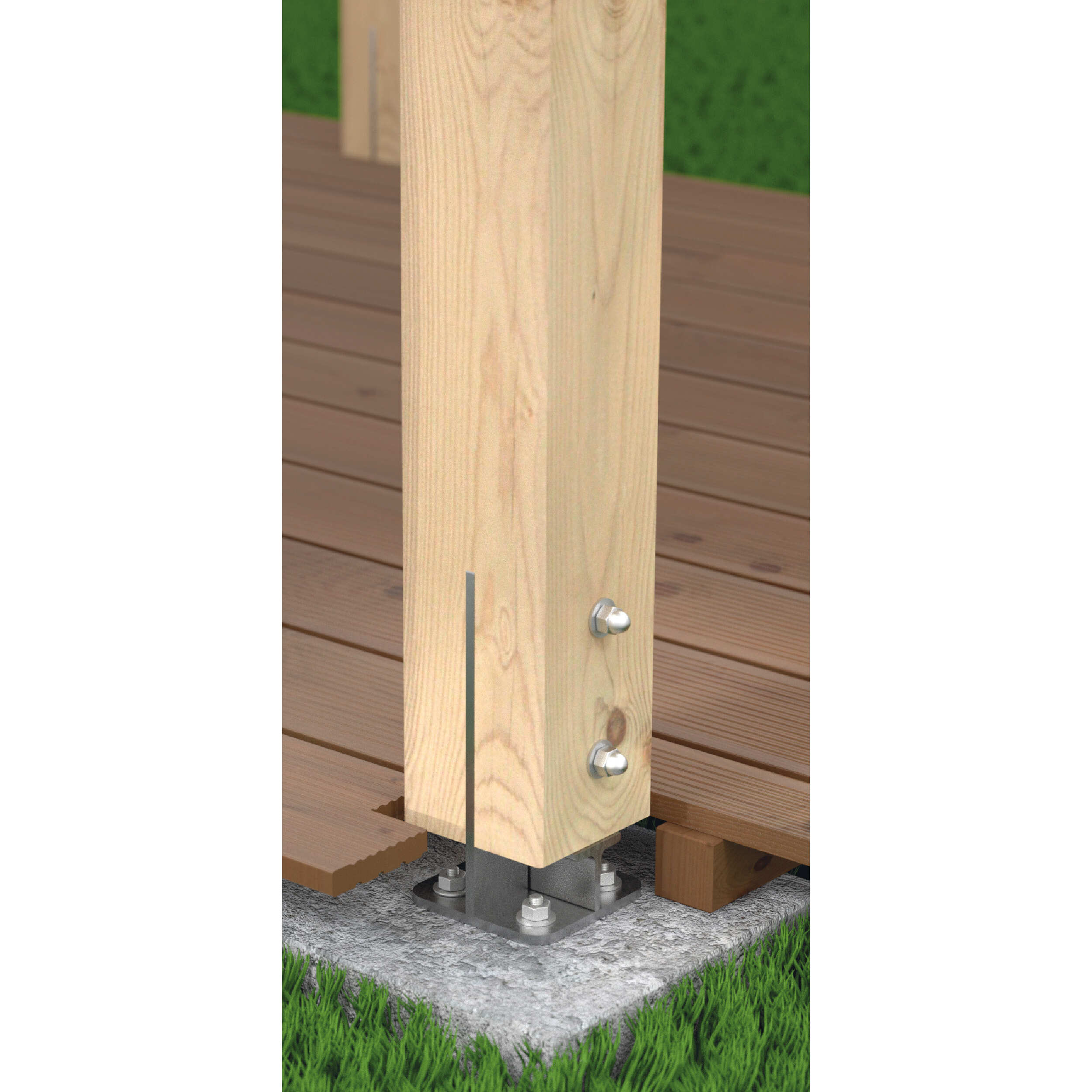 Podstawa słupa kotwa przykręcana do betonu  typu T wpuszczana mocna - PUW | 140 mm | Srebrny