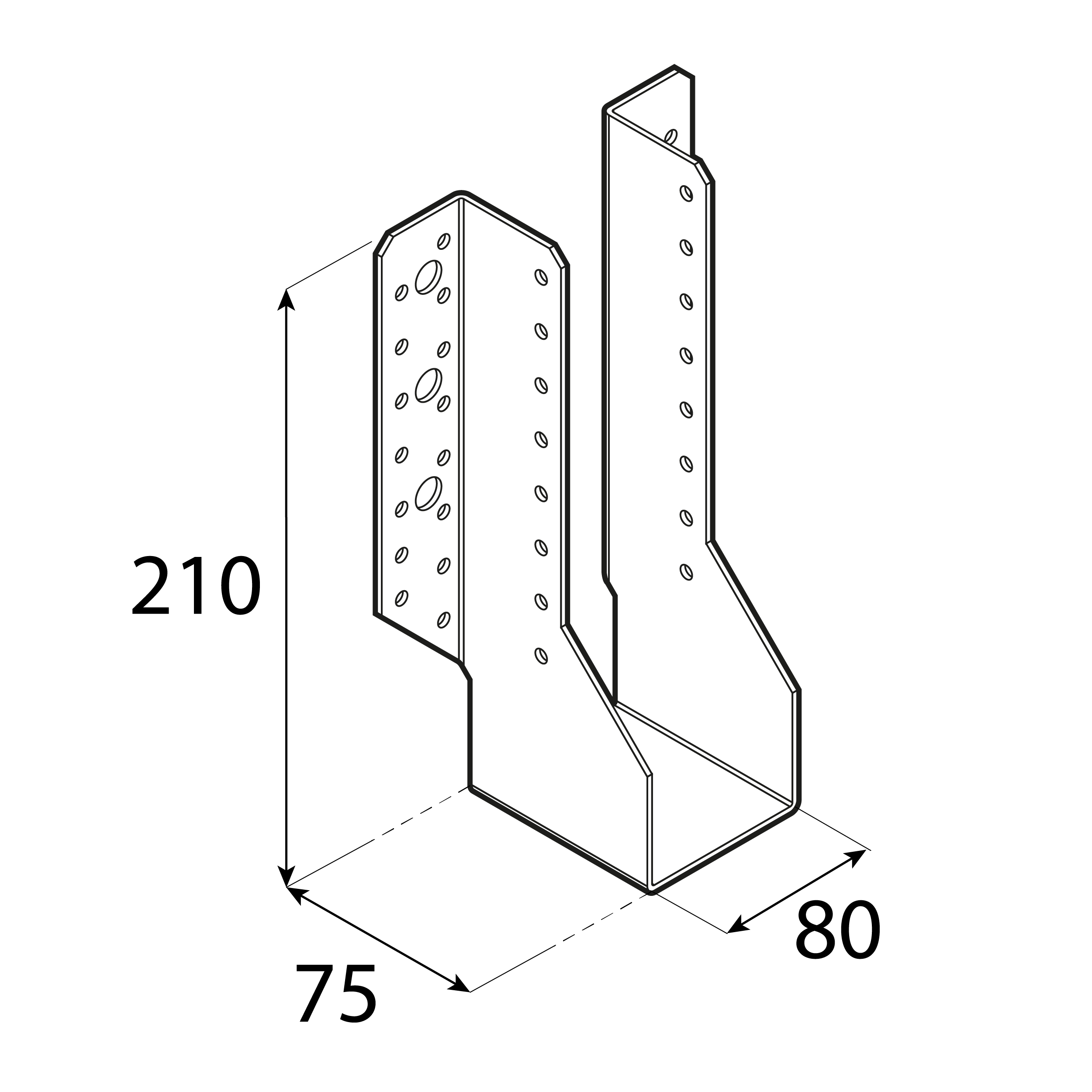 Balkenschuh Balkenträger Trägerschuh Holzverbinder - WB 29 | 80x210x75 mm | feuerverzinkt Balkenaufhänger Holzbalkenhalter WB 29, 80x210x75 mm, silber, 80x210x75x2,0 mm, Baustahl DX51D 2, Schuss 1.