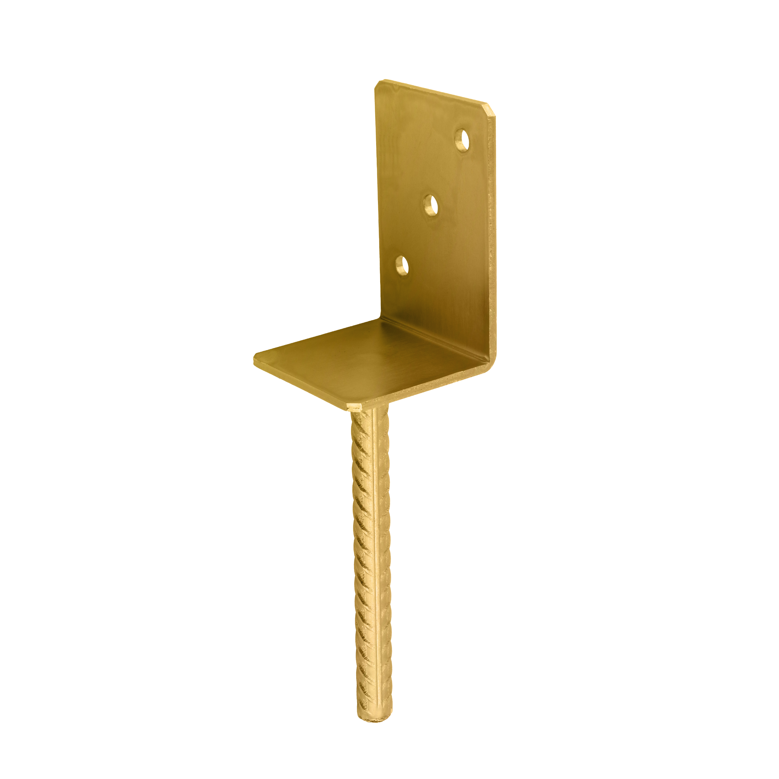 L-Form Pfostenträger zum Einbetonieren Pfostenanker Stützen Betonanker - PS 84L | Gold Säulenfuß-Betonanker Typ L PS 84L, gold, 84x130x90x5,0 mm, im Elementset.