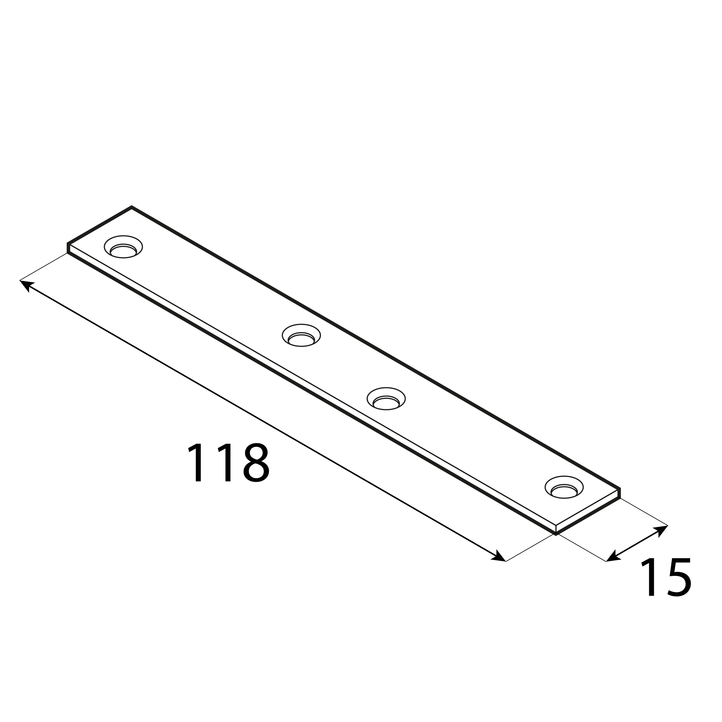 Flachverbinder schmal universal Lochplatte Verbindungsblech verzinkt - LW 50 | 48x14 mm | 50 Stück Schmaler Universal-Stahlverbinder LW 50, 48x14 mm, 50 Stk., 48x14x1,5 mm, DC01 Baustahl, silber.