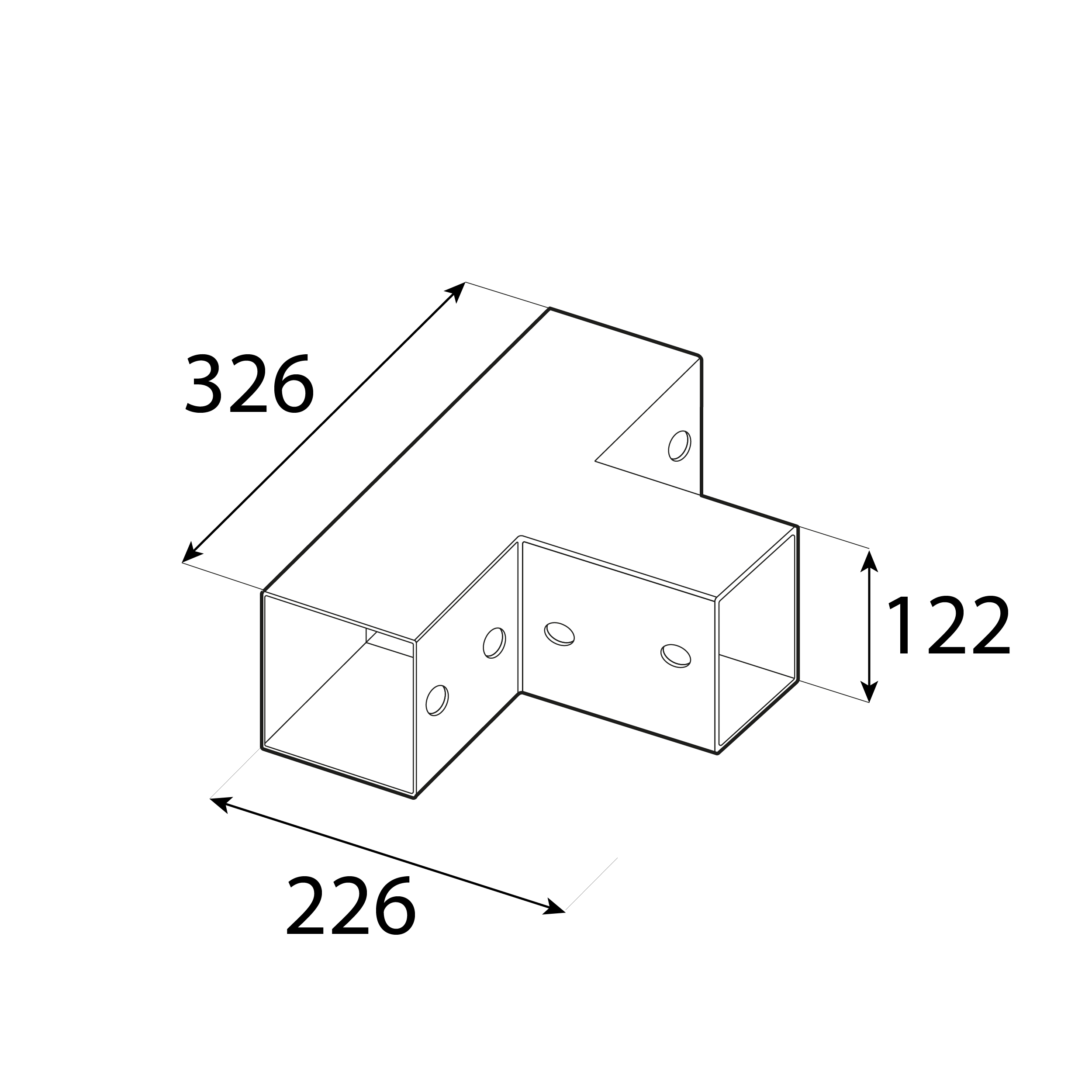 Łącznik belki kwadratowej do pergoli ciesielski - GPT 120 | 122x266x326 mm | czarny