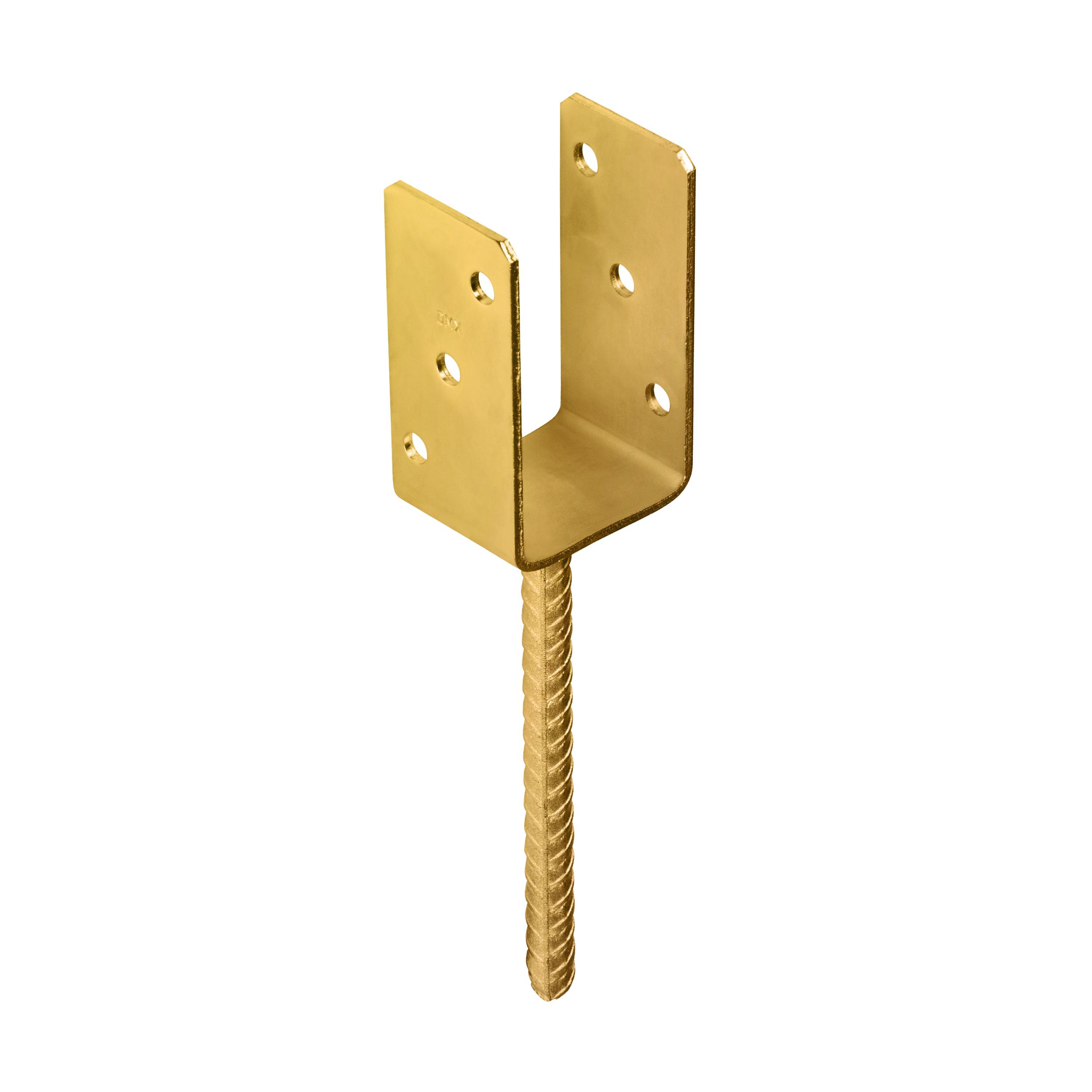 U Pfostenträger zum Einbetonieren Pfostenanker Stützen Betonanker - PS | 70 mm | Gold Mastfuß-Betonanker Typ U PS, 70 mm, gold, 71x120x60x4,0 mm, im Elementset.