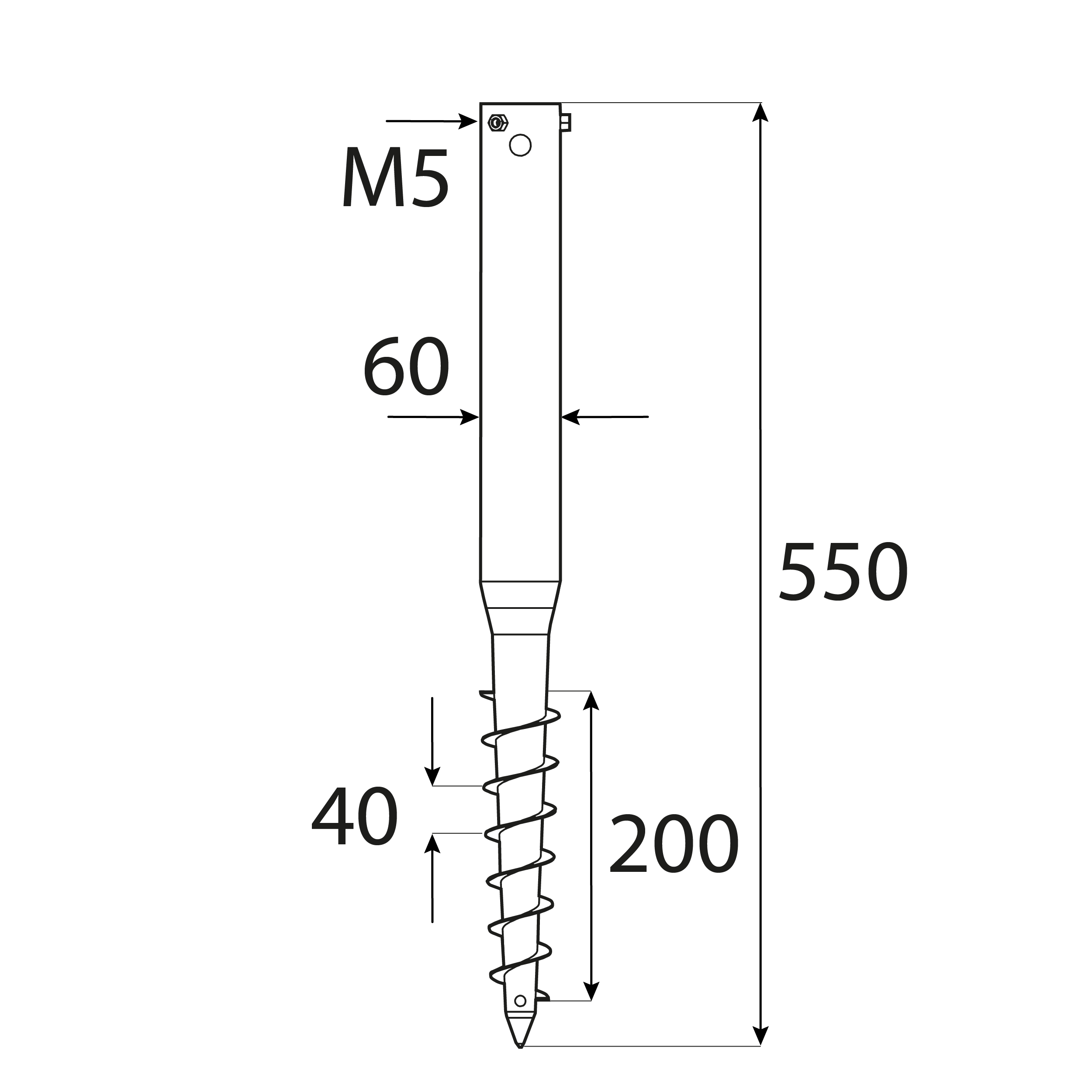 Podstawa słupa wkręcana do gruntu świder okrągła - PWG | 60x550 mm Podstawa słupa wkręcana do gruntu świder okrągła - PWG | 60x550 mm