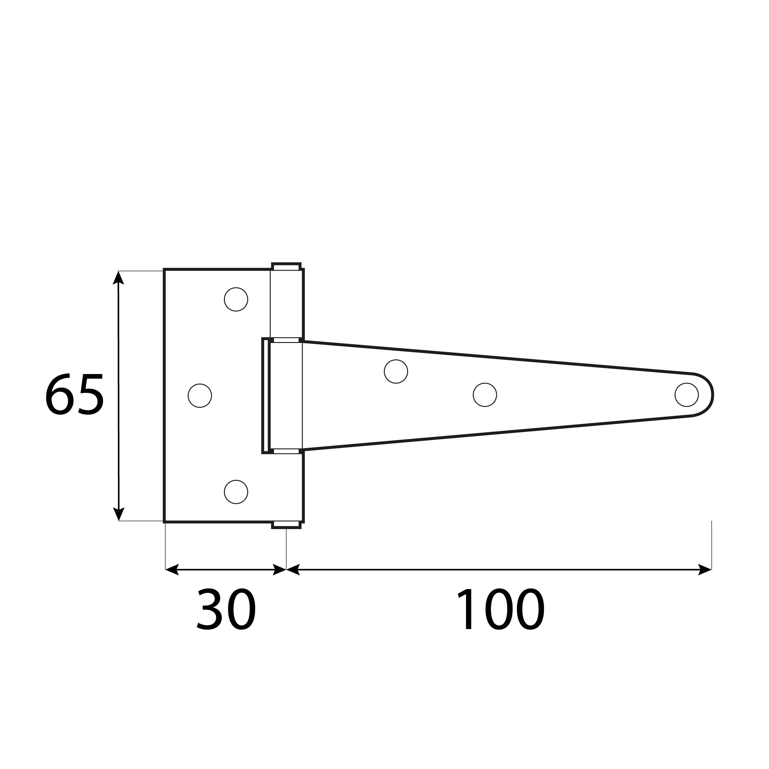 Dreiecksscharnier T-Scharnier Gartentor - ZT | verzinkt | 100 mm Dreiecksscharnier fĂŒr Tor, Pforte und Fensterladen ZT 100, 100 mm, Gold, 100x30x65x2,0 mm, Baustahl DC01 2.
