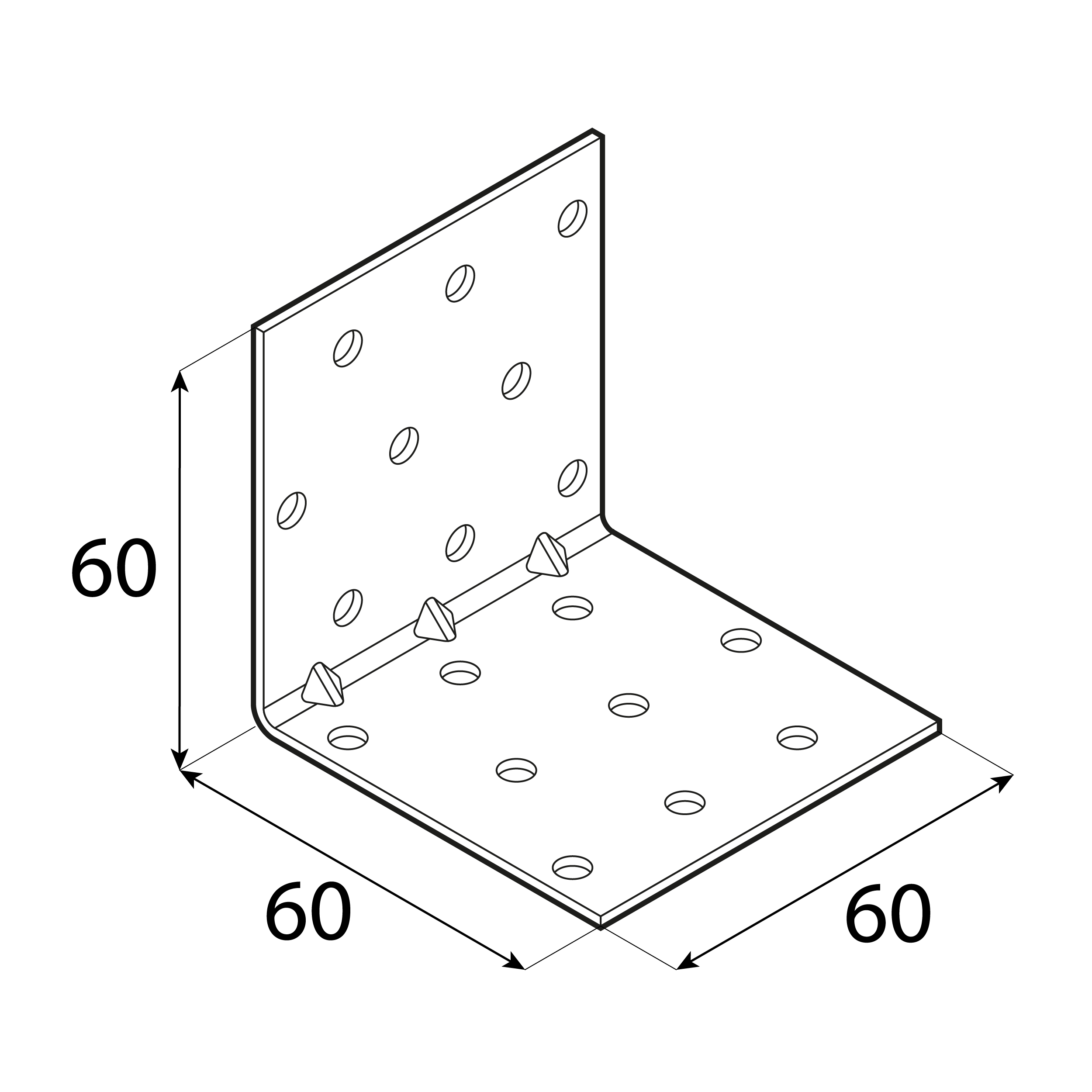 Kątownik montażowy przetłoczony - KMP 5 | 60x60x60 mm | 20 szt