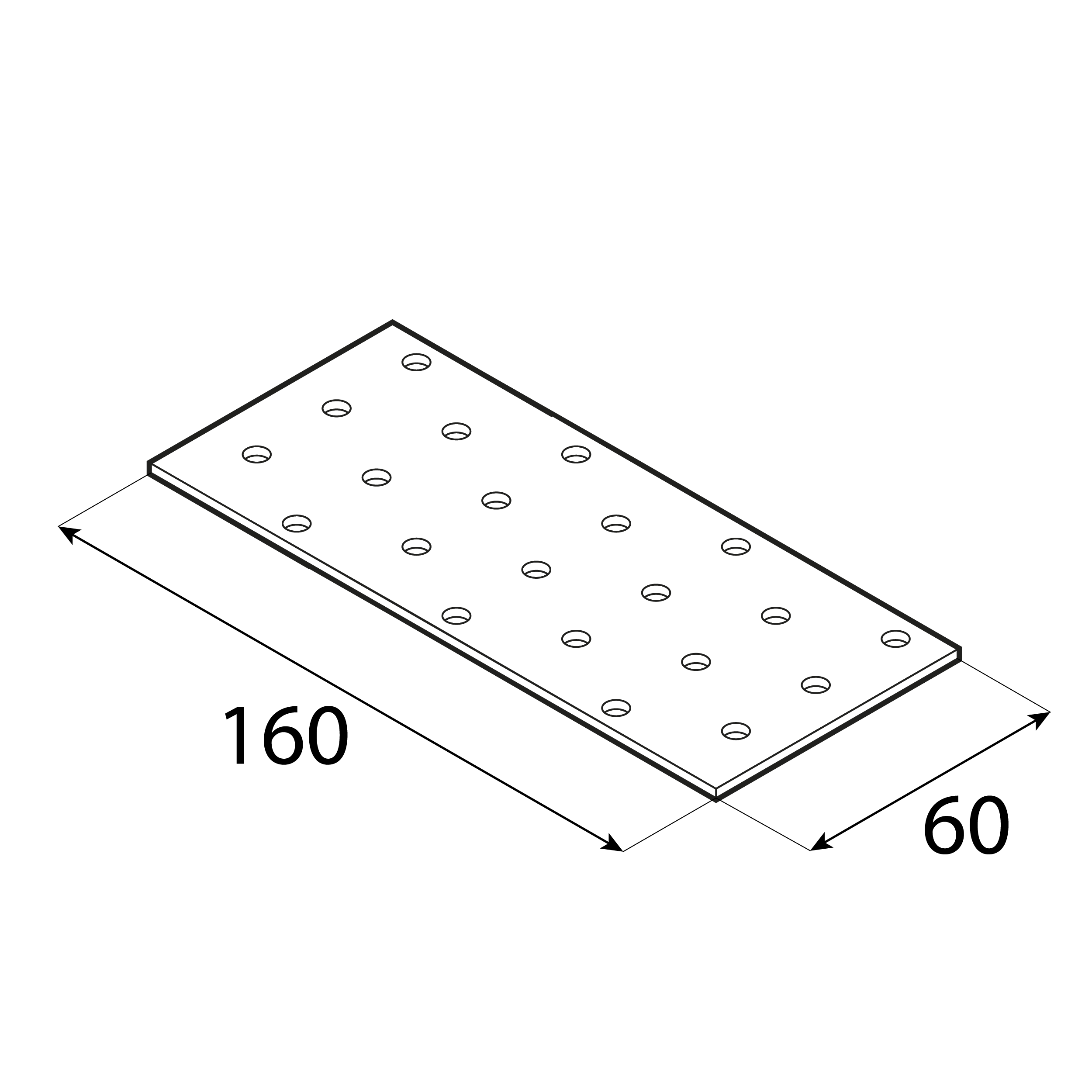 Płytka perforowana płaskownik - PP 6 | 160x60 mm | 2 mm Płytka perforowana płaskownik - PP 6 | 160x60 mm | 2 mm