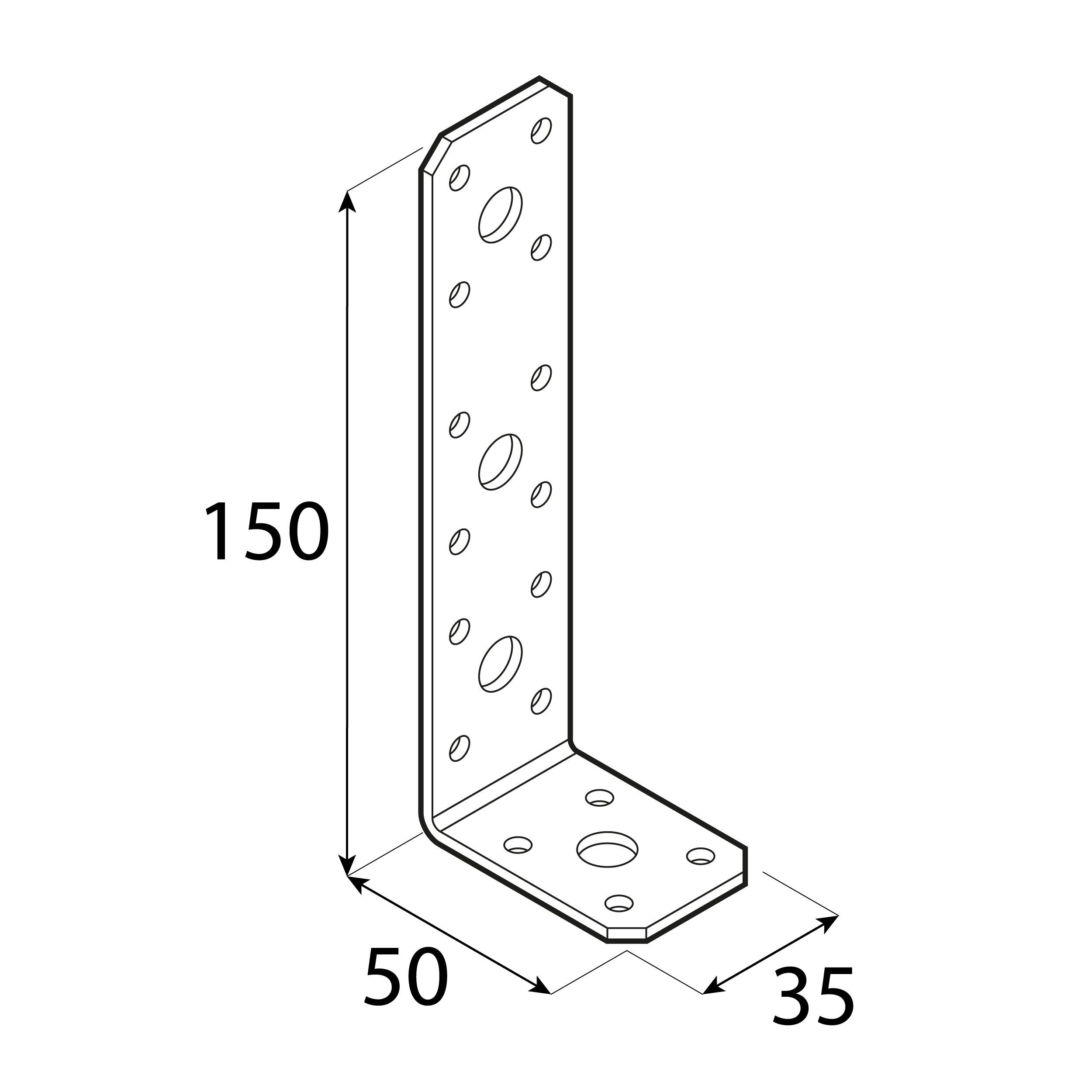 Kątownik ciesielski łącznikowy - KL 3 | 150x50x35 mm | 2,5 mm Kątownik ciesielski łącznikowy - KL 3 | 150x50x35 mm | 2,5 mm