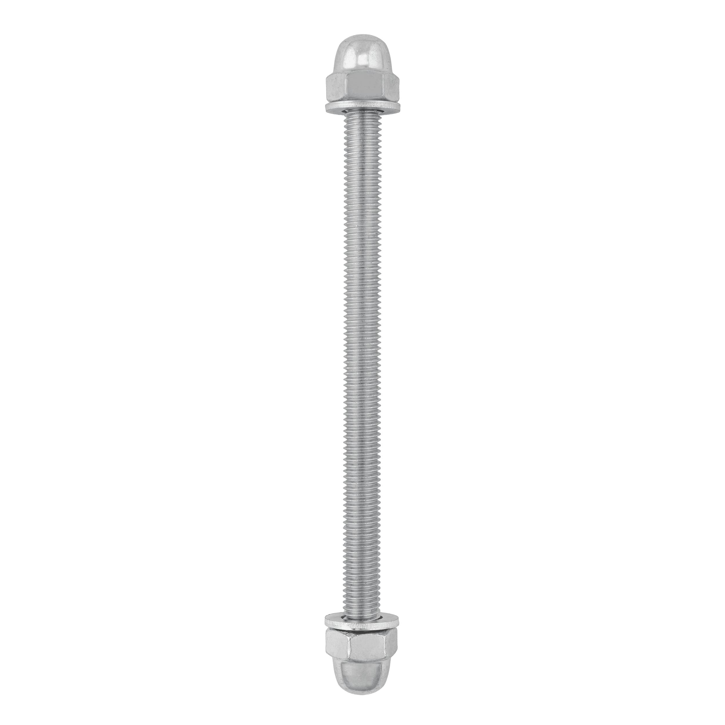 Pręt gwintowany z nakrętkami do podstaw słupa - PNP | M10 x 160 mm | Srebrny | 5 szt