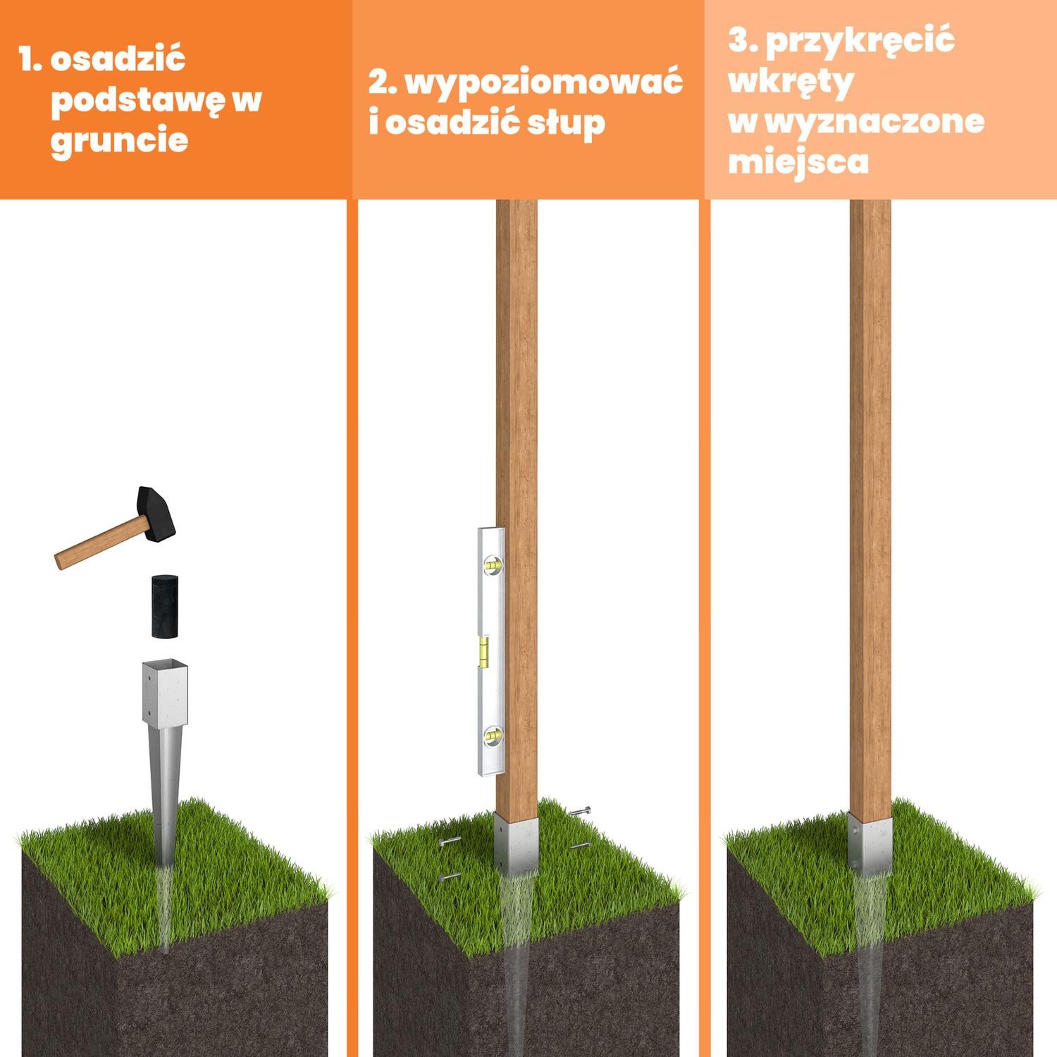 Podstawa słupa wbijana 45 mm - PSG 45/550 Podstawa słupa wbijana 45 mm - PSG 45/550