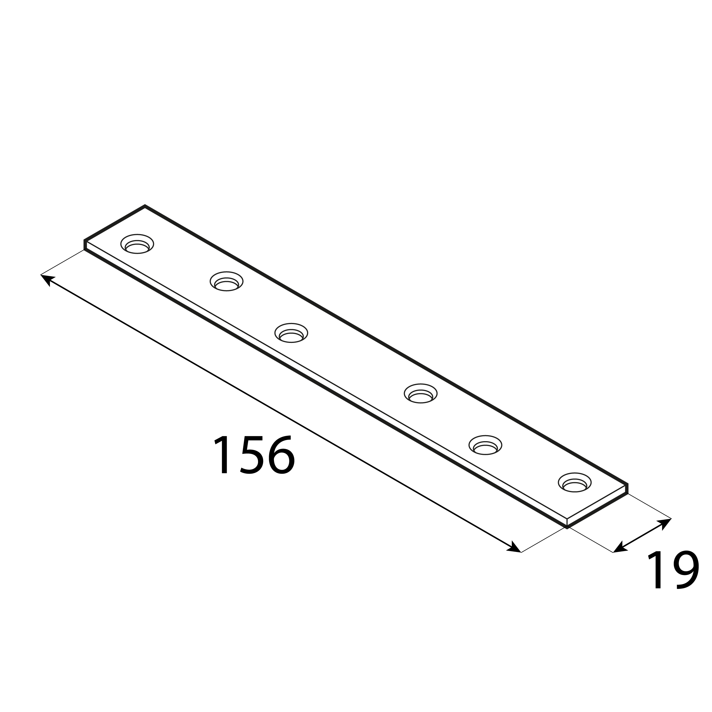 Flachverbinder schmal universal Lochplatte Verbindungsblech verzinkt - LW 160 | 156x19 mm | 20 Stück Schmaler Universal-Stahlverbinder LW 160, 156x19 mm, 20 Stk., 156x19x2,0 mm, DC01 Baustahl, silber.