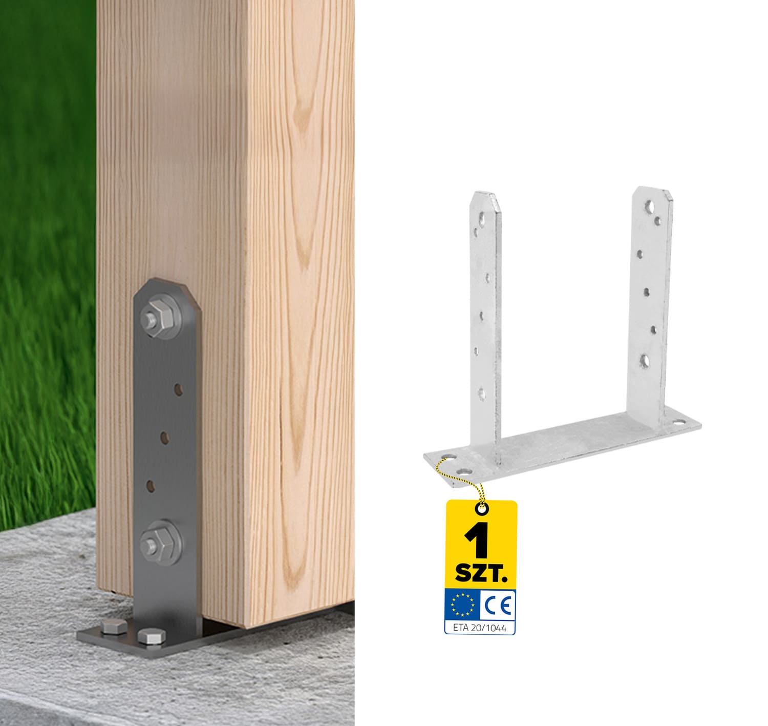 Pfostenträger zum aufdübeln U-Form Pfostenanker Typ TT - PST | 140 x 200 mm | feuerverzinkt Säulenfuß, Betonwandanker, Typ U PST, 140x200 mm.