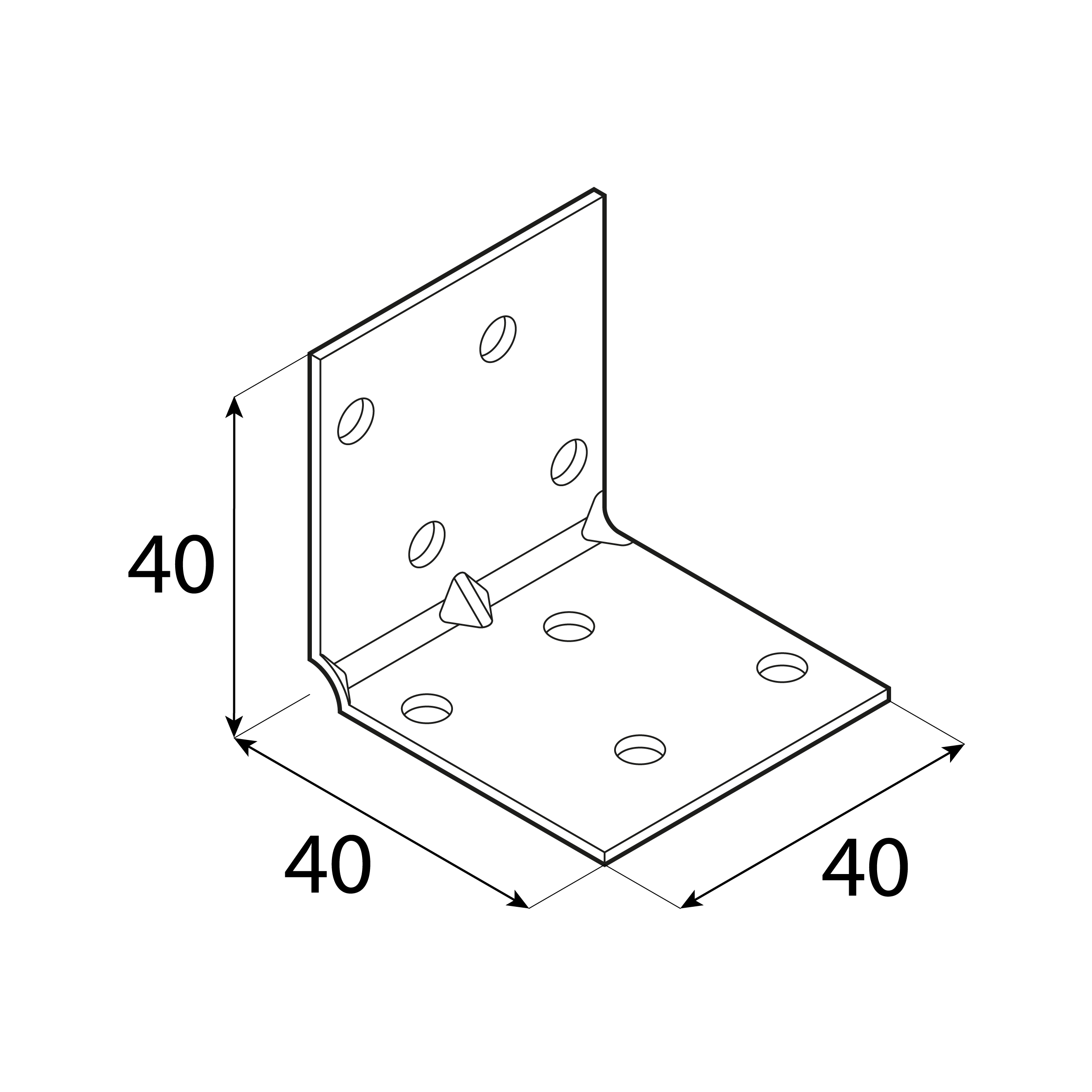 Kątownik montażowy przetłoczony - KMP 1 | 40x40x40 mm | 50 szt