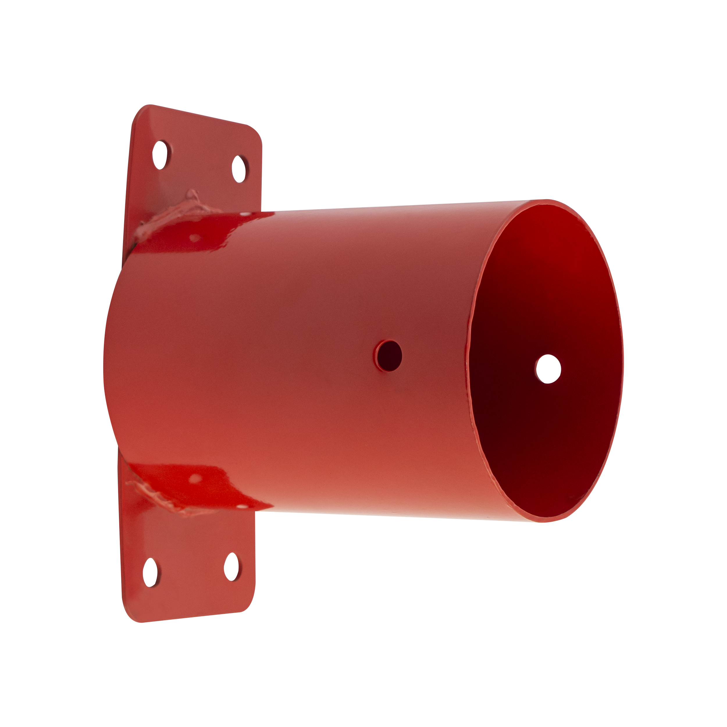 Runder Balkenverbinder für Wand für GHSO 100-Schaukel, ø100x152 mm, Rot, S235-Baustahl.