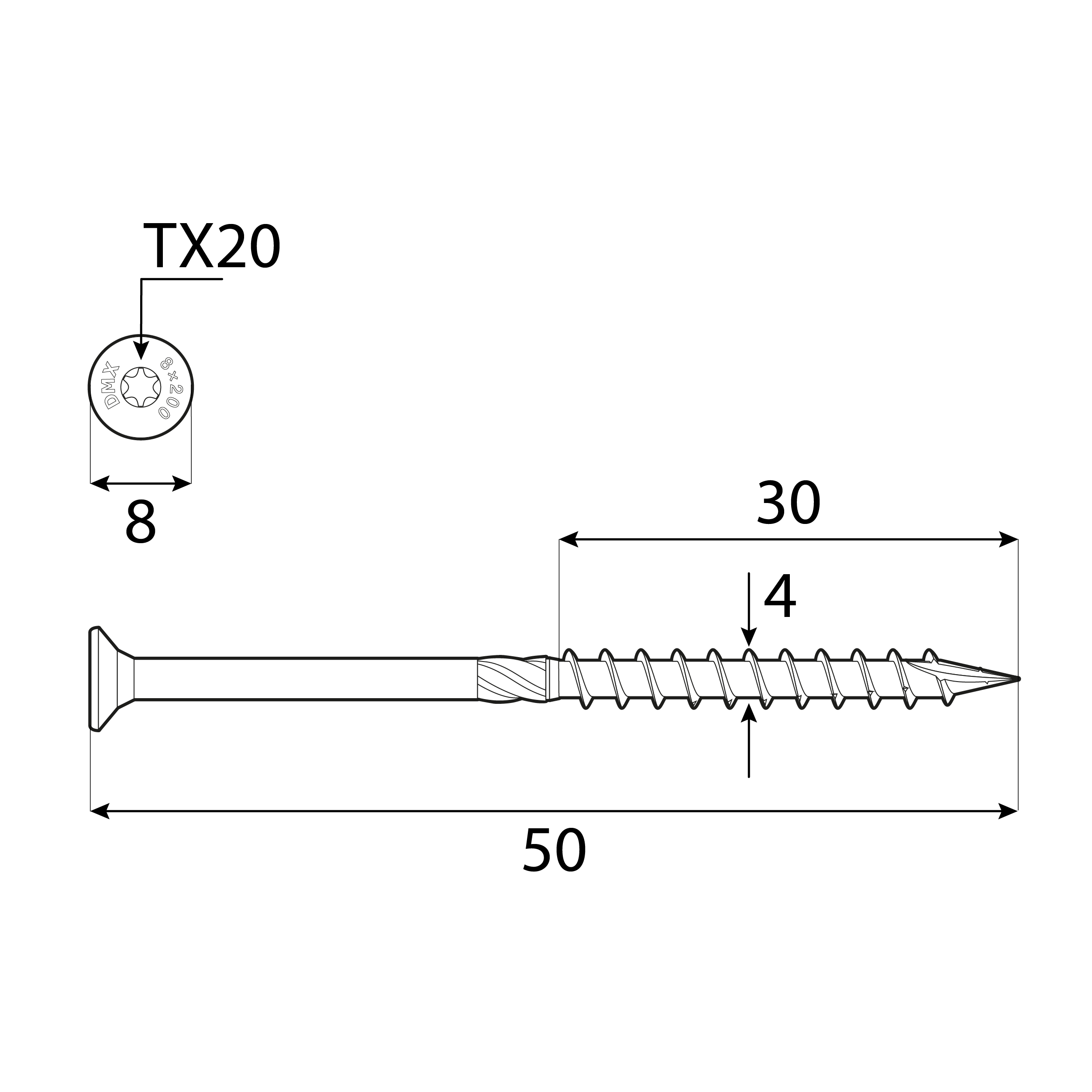 Wkręty ciesielskie do drewna stożkowe TORX - CS | 4 x 50 mm | Złoty | 200 szt Wkręty ciesielskie do drewna stożkowe TORX - CS | 4 x 50 mm | Złoty | 200 szt