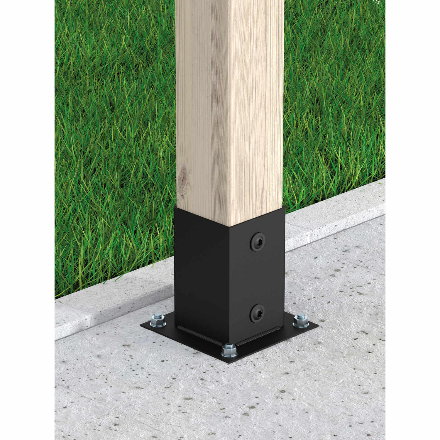 Podstawa słupa kotwa przykręcana z podstawą prostokątną - PSP | 90 mm | Czarny