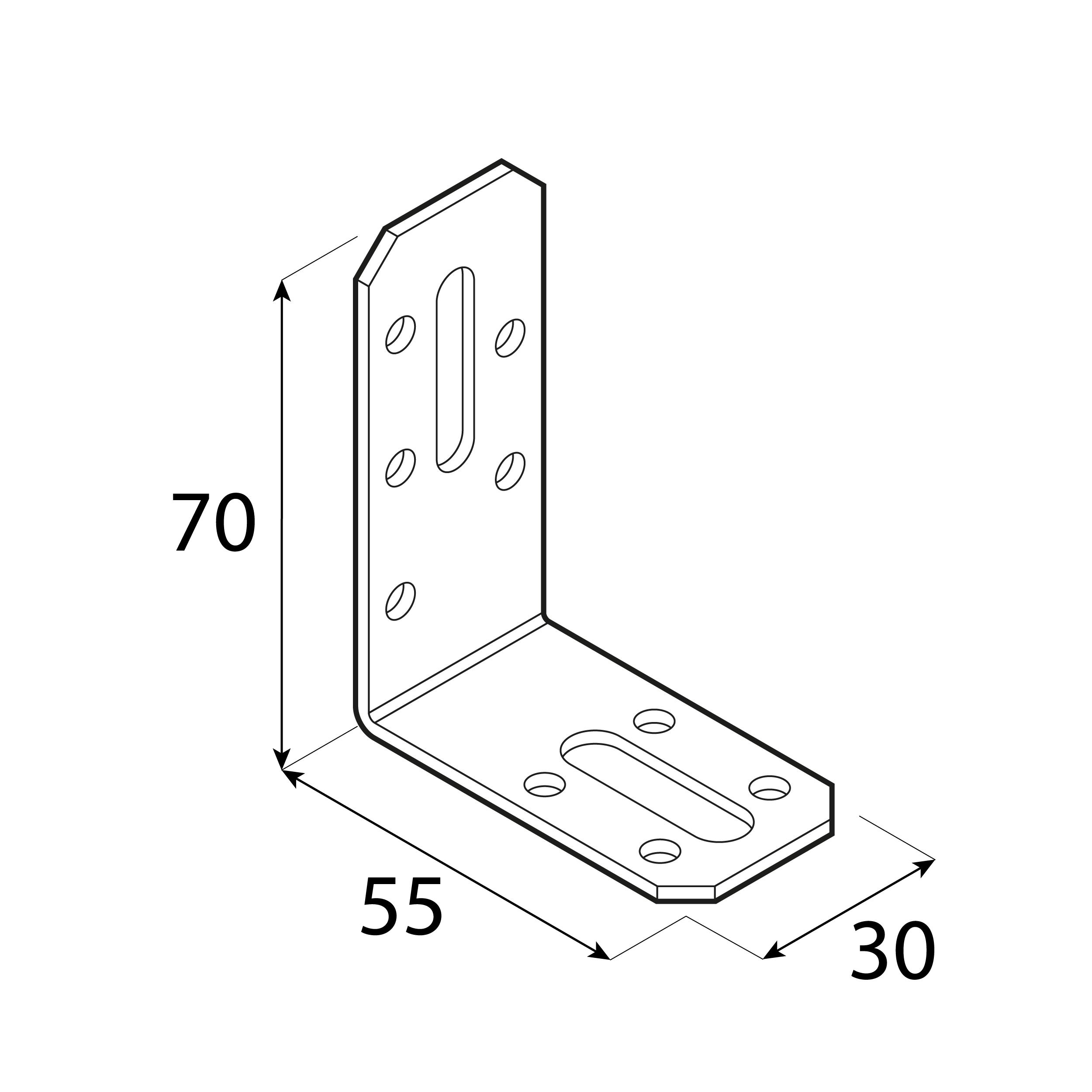 Verstellwinkel beidseitig Montagewinkel verstellbar Holzverbinder feuerverzinkt - KRD 2 | 70x55x30 mm | 2 mm Beidseitig verstellbarer Winkel KRD 2, 70x55x30 mm, 2 mm, 70x55x30x2,0 mm, DX51D Baustahl, silber.