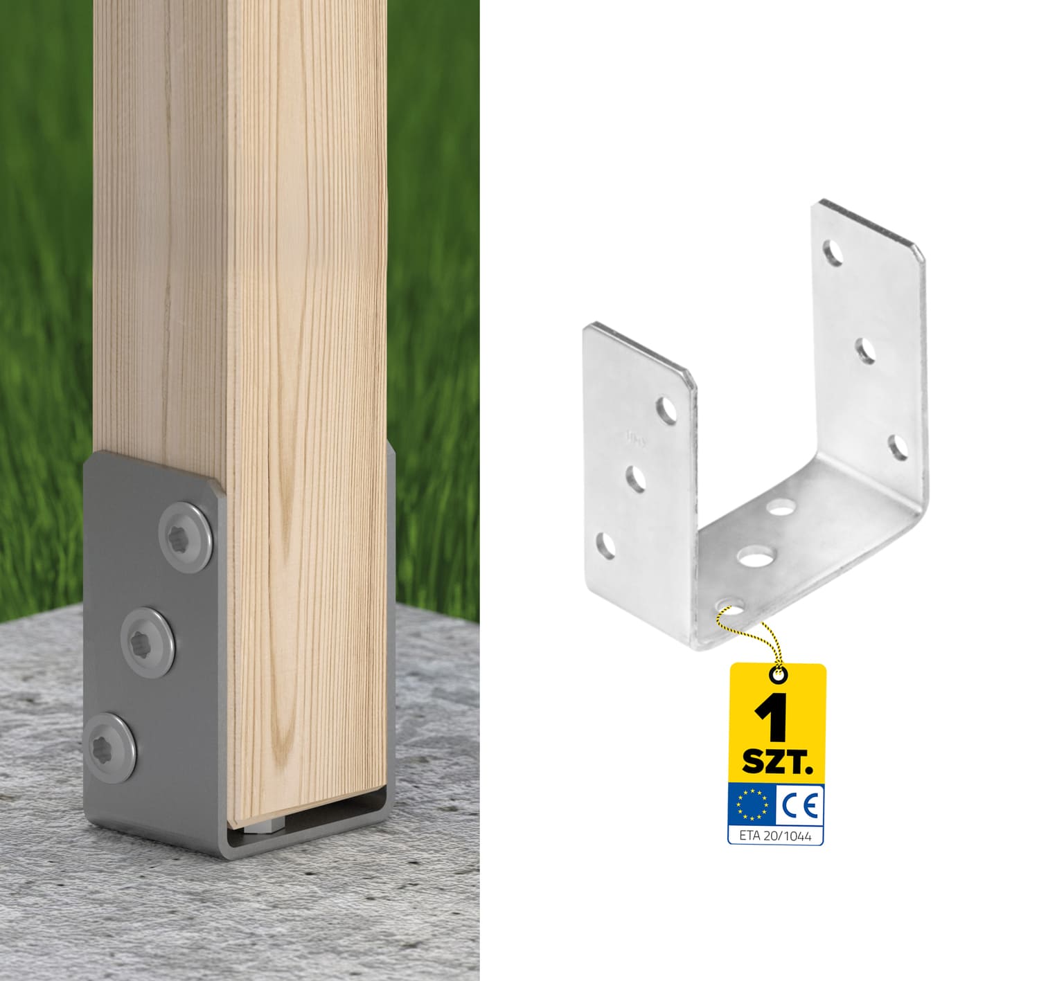 Pfostenträger zum aufdübeln U-Form universal - PSO | 120 mm | feuerverzinkt Säulenfußanker zum Verschrauben mit Beton, Typ U, Universal PSO, 120 mm, silber.