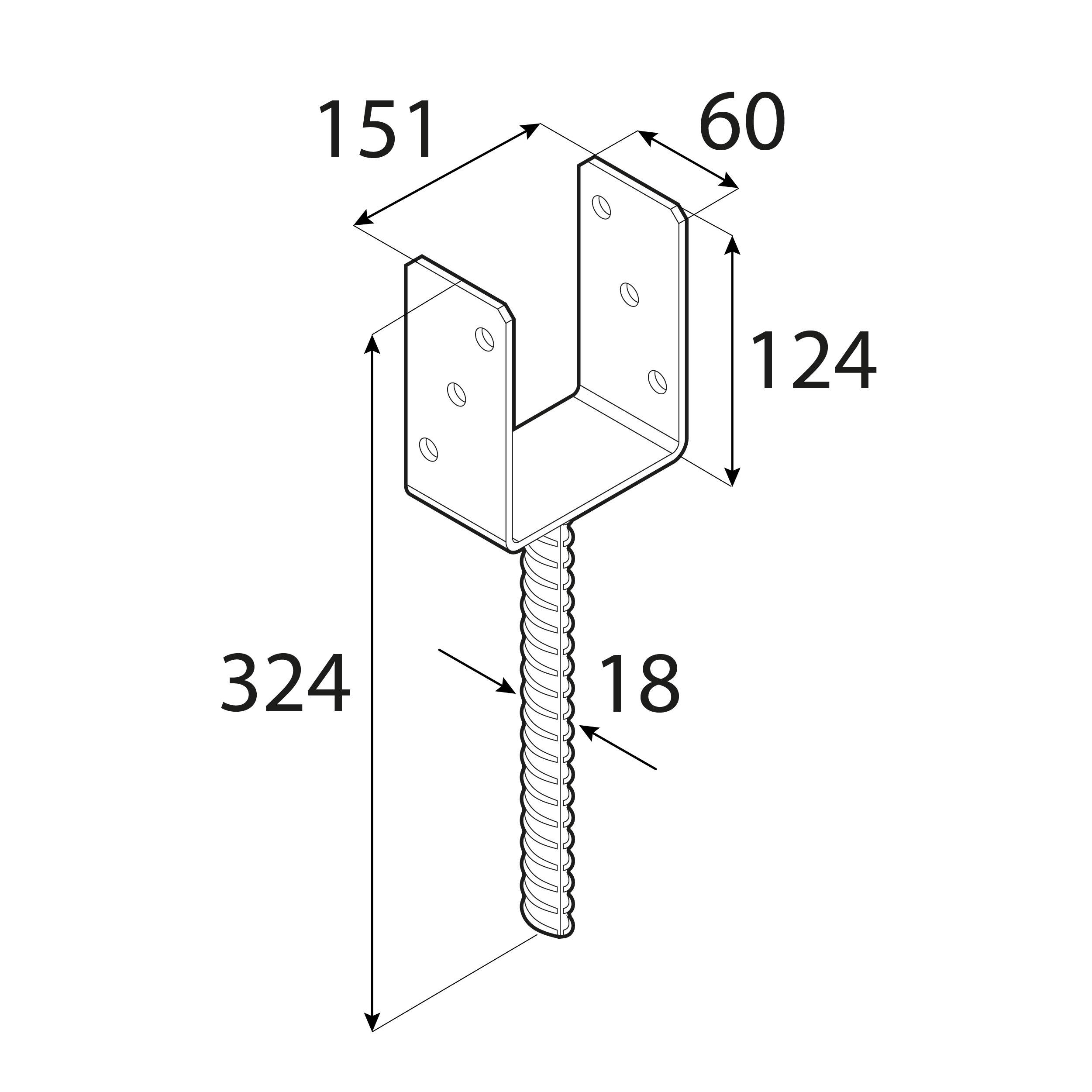Podstawa słupa kotwa do betonu typ U - PS | 150 mm | Srebrny - Cynk ogniowy Podstawa słupa kotwa do betonu typ U - PS | 150 mm | Srebrny - Cynk ogniowy