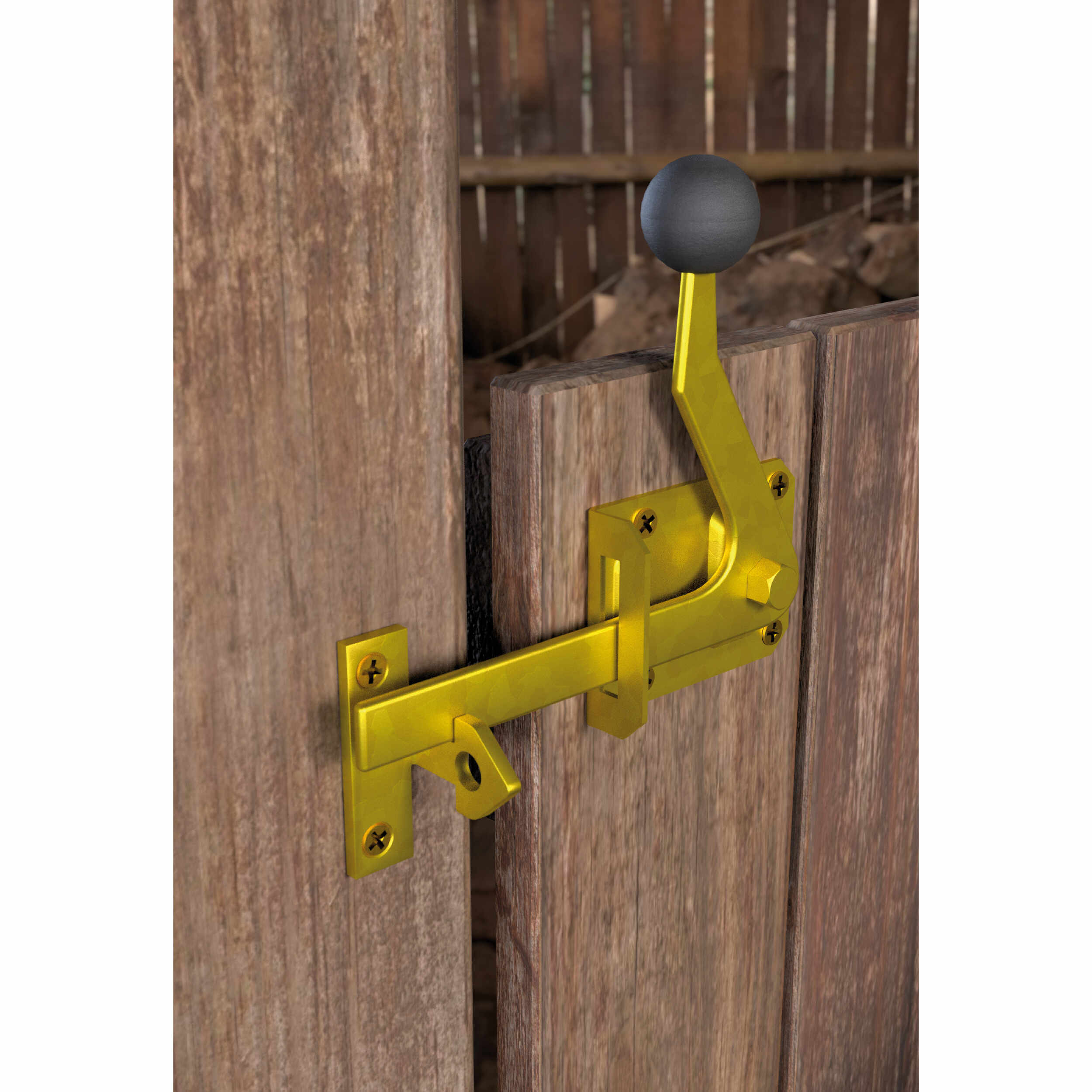 Gartentorfalle Torriegel Torverriegelung Schubriegel Riegelschloss - WOG | verzinkt | 120 mm Tor- und Schlupfriegel, WOG-Verschluss, Gold, 120 mm, 120x20 mm, Baustahl DC01 1.