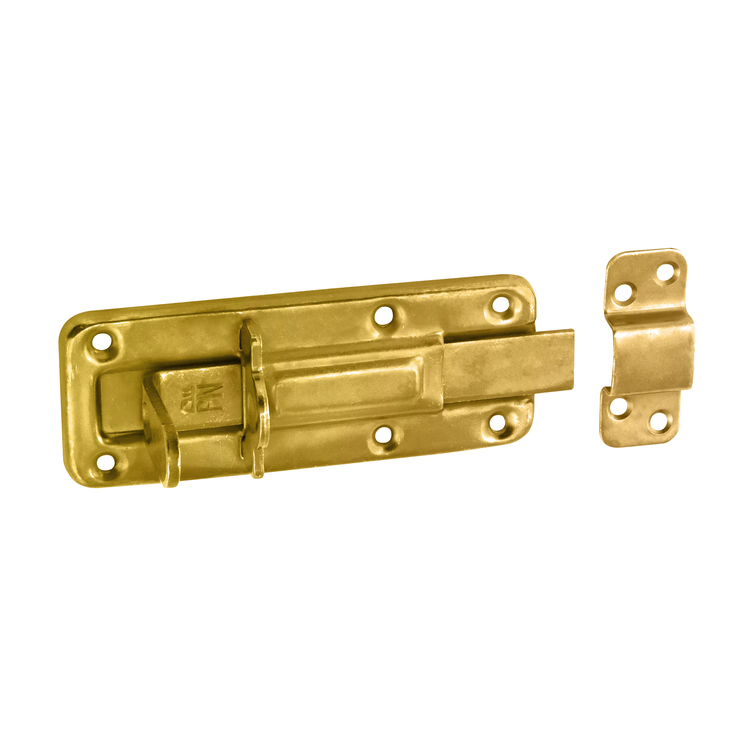 Schlossriegel mit geradem Riegel für Gartentore - WZTW | verzinkt | 45 mm Fallenschloss mit geradem Riegel für WZTW-Tore, Gold, 120 mm, 120 x 45 x 1,0 mm, Baustahl DC01.