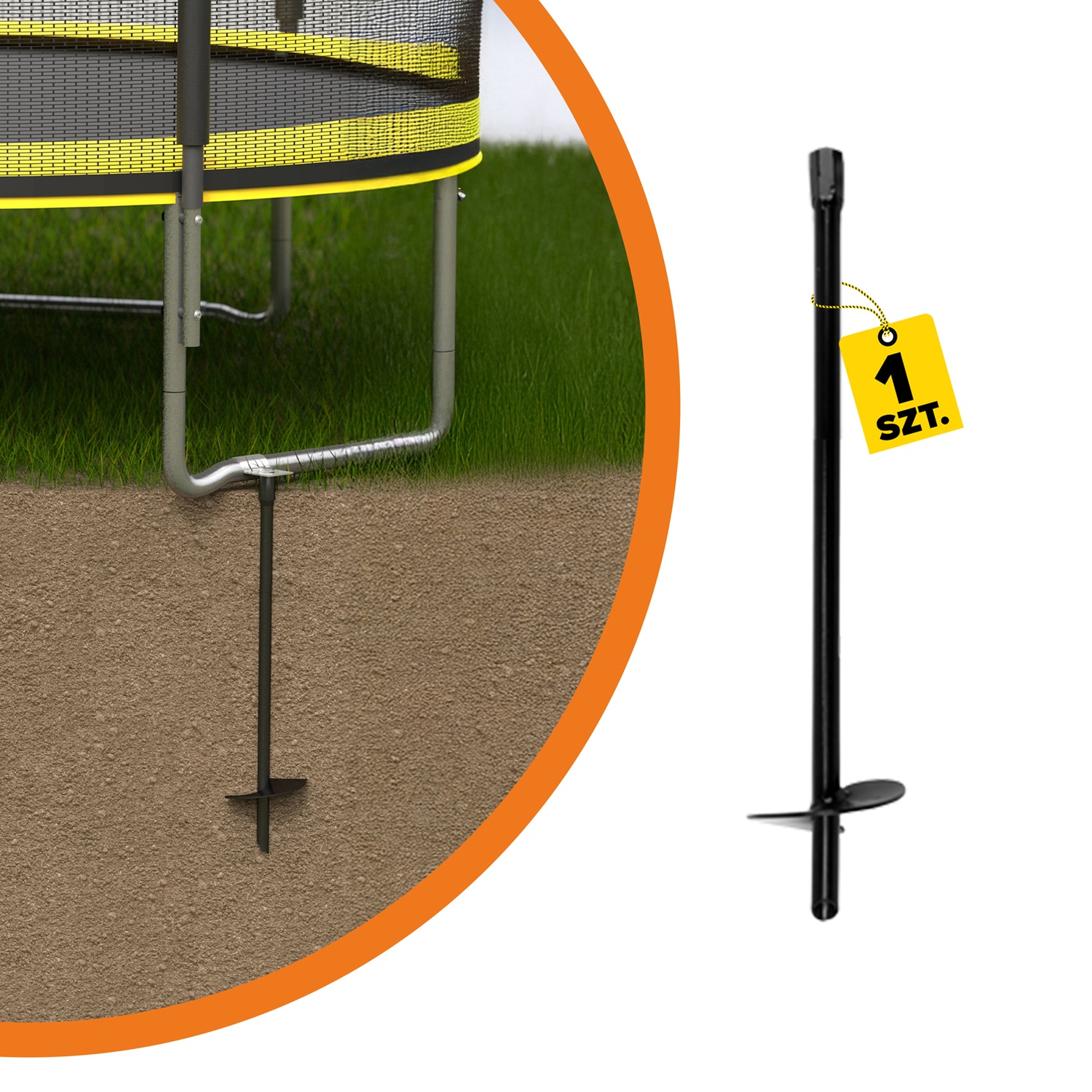 Kotwa podstawa wkręcana do gruntu z nakrętką sześciokątną - PWT | 150x600 | M16