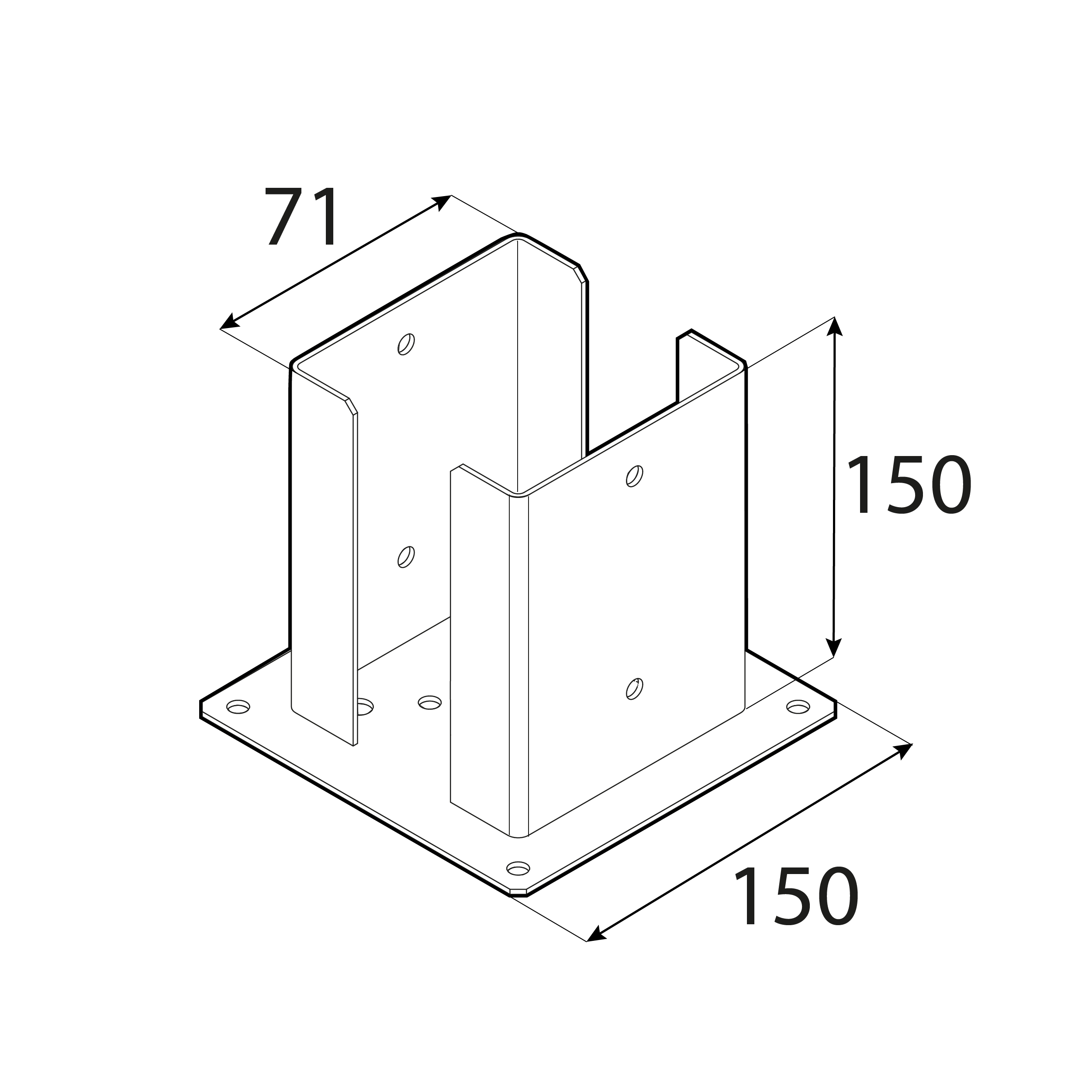 Podstawa słupa kotwa przykręcana podwójna z podstawą prostokątną - PSPD | 70 mm | Złoty Podstawa słupa kotwa przykręcana podwójna z podstawą prostokątną - PSPD | 70 mm | Złoty